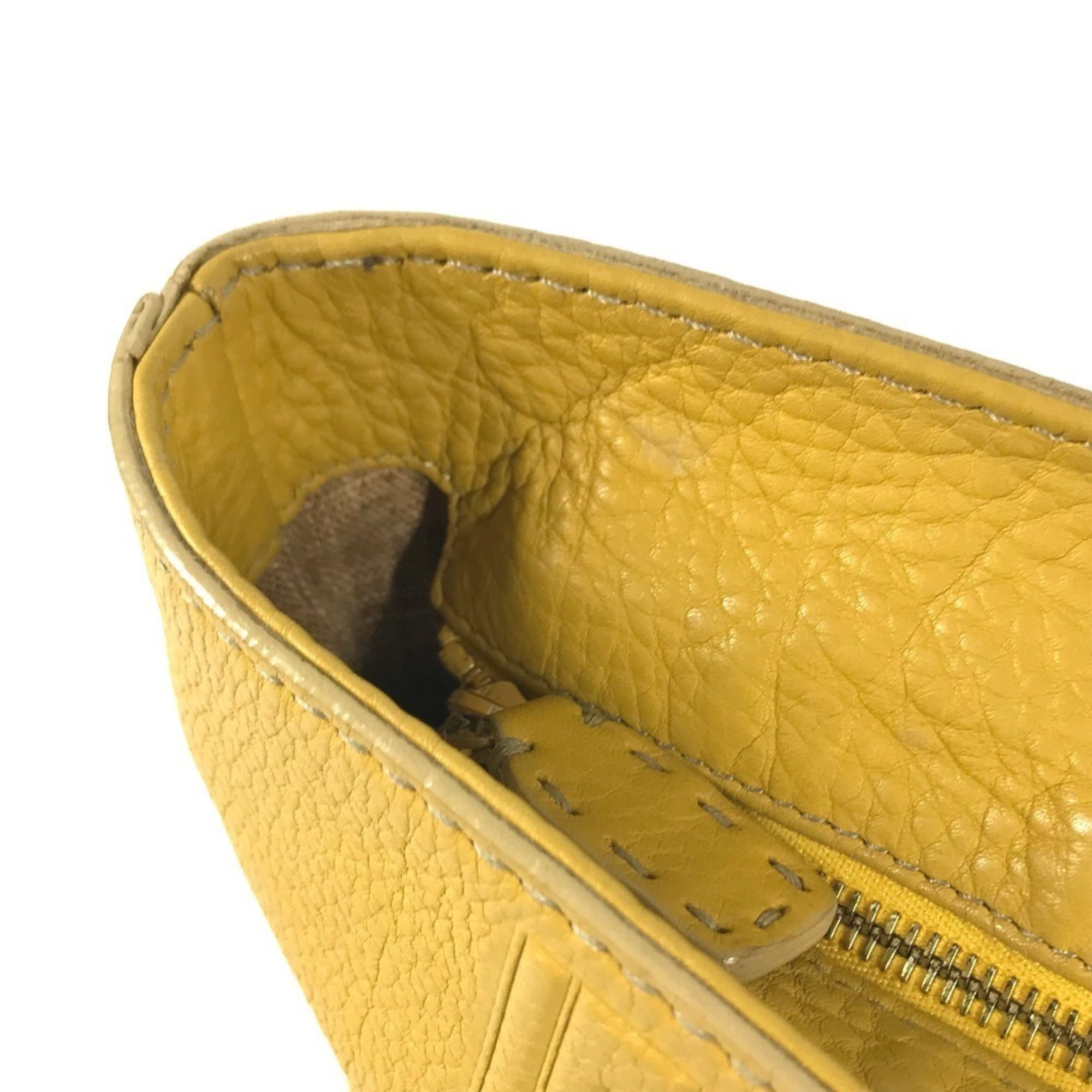 Fendi Yellow Leather Shoulder Bag Tote Bag (Pre-Owned)