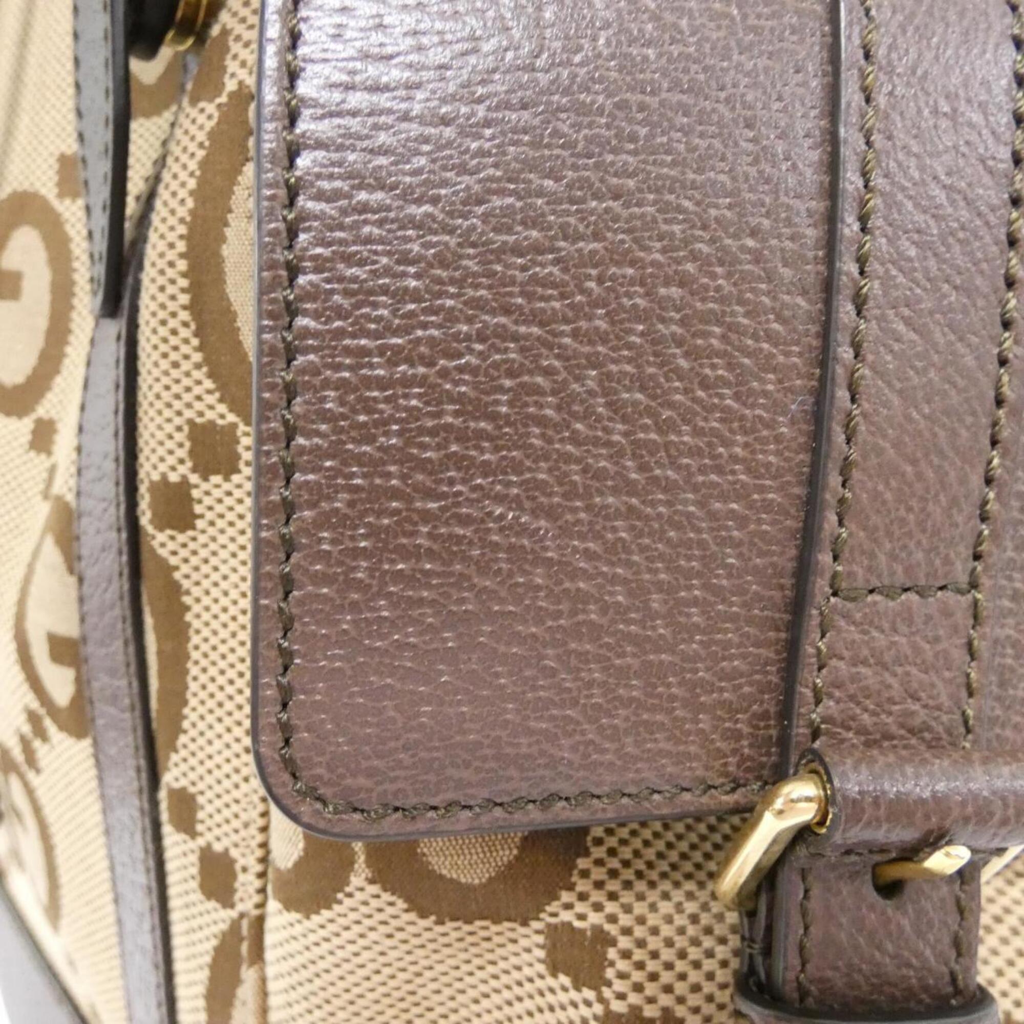 Gucci Brown Camel Gg Canvas Leather Backpack (Pre-Owned)