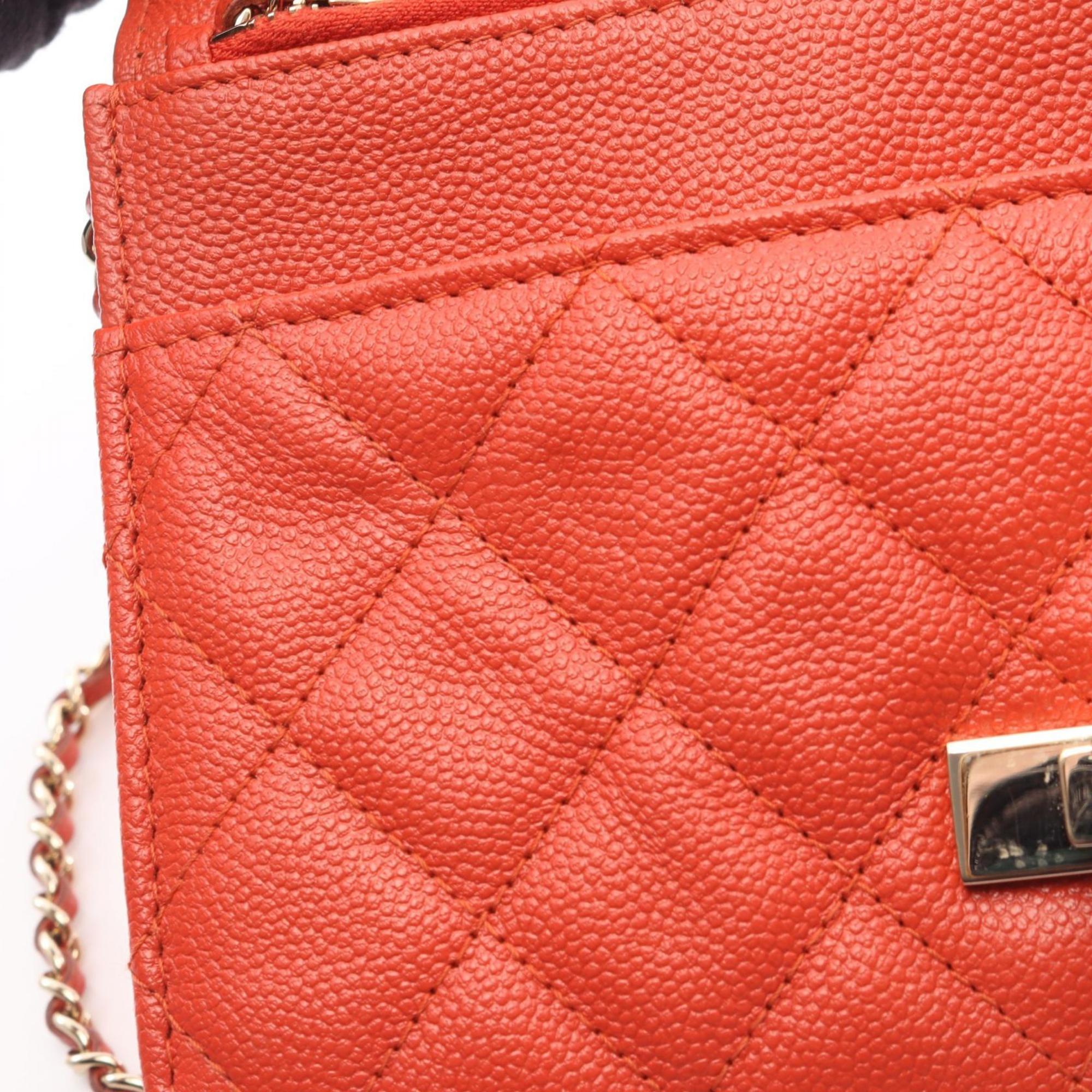 Chanel Orange Leather Shoulder Bag (Pre-Owned)