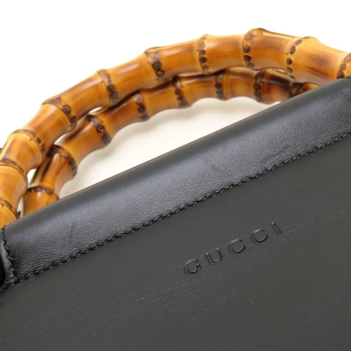 Gucci Black Bamboo Leather Handbag (Pre-Owned)