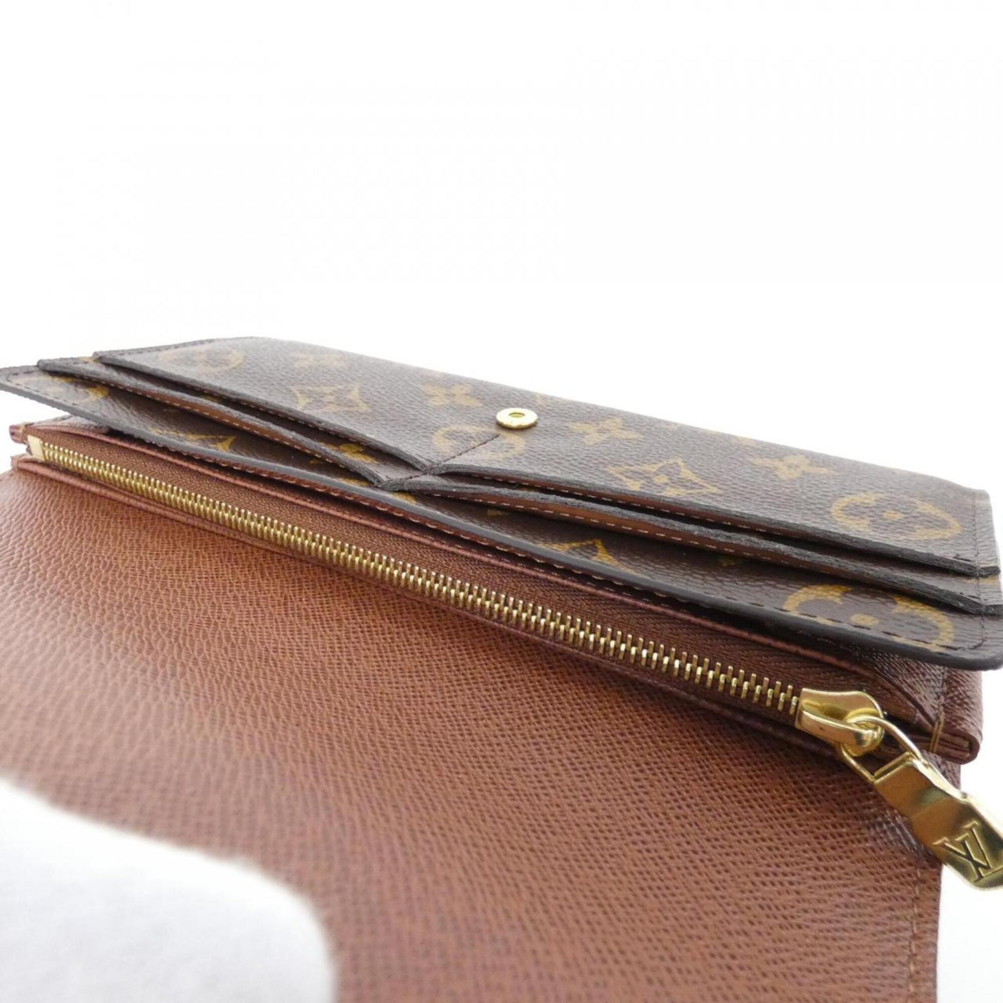 Louis Vuitton Marron Coated Canvas Long Wallet (Bi-Fold) (Pre-Owned)