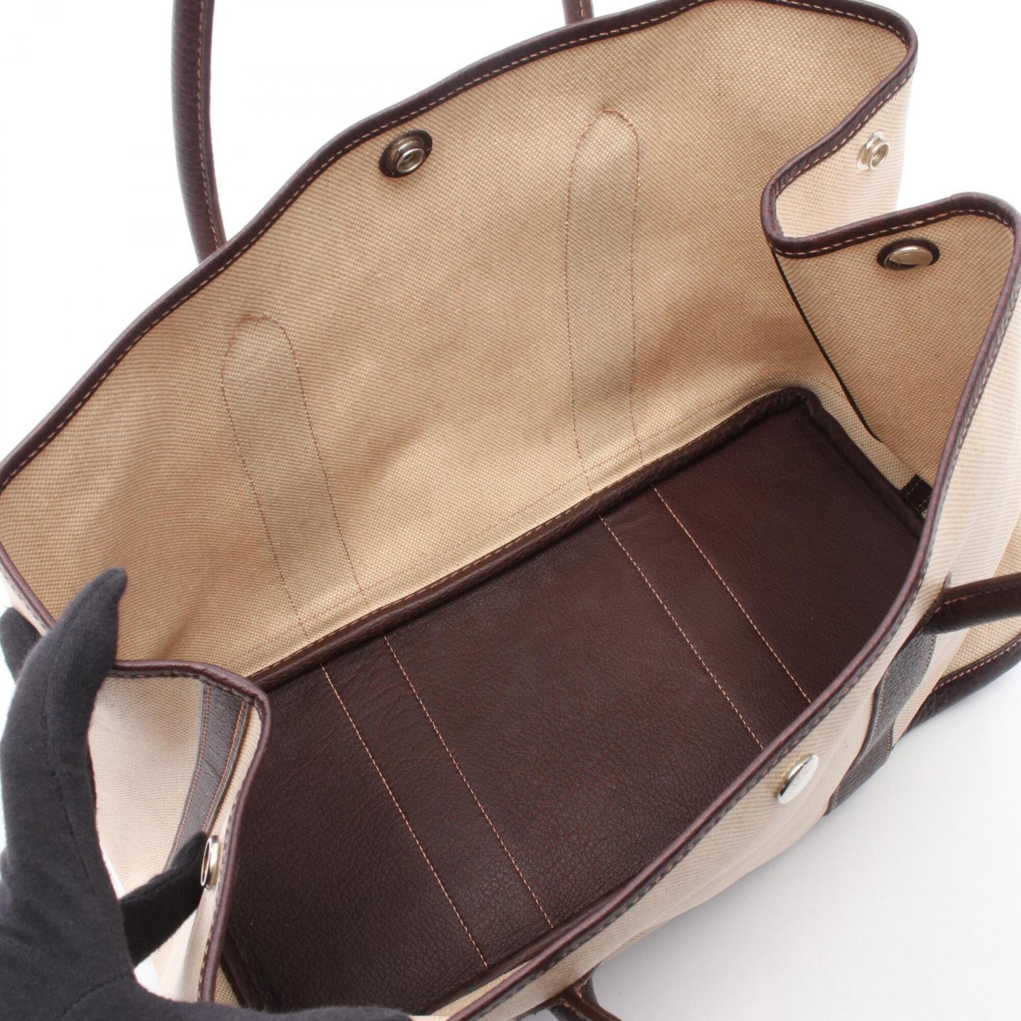 Hermes Beige Brown Toile H Leather Canvas Handbag Tote Bag (Pre-Owned)