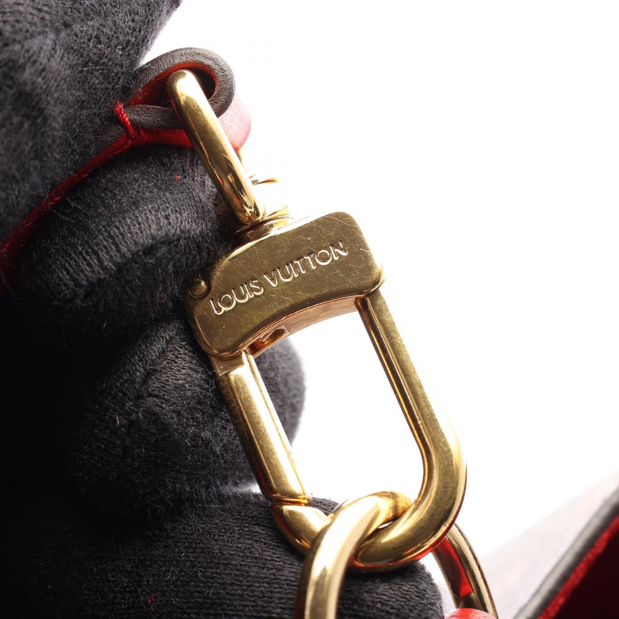 Louis Vuitton Brown Monogram Red Color Coated Canvas Leather Handbag Shoulder Bag (Pre-Owned)