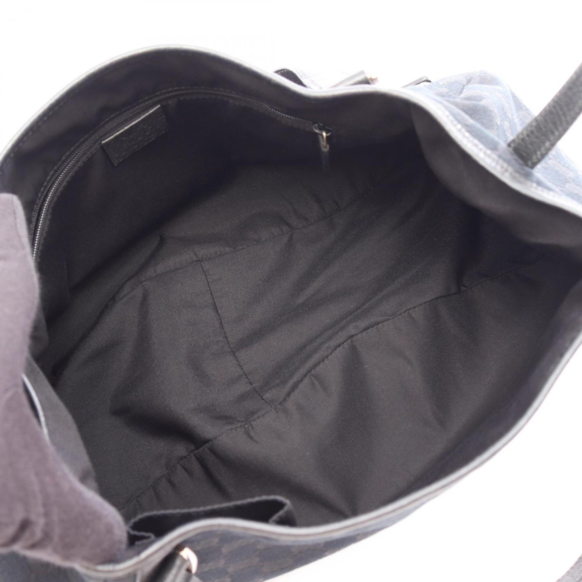 Gucci Black Gg Canvas Leather Handbag Shoulder Bag (Pre-Owned)