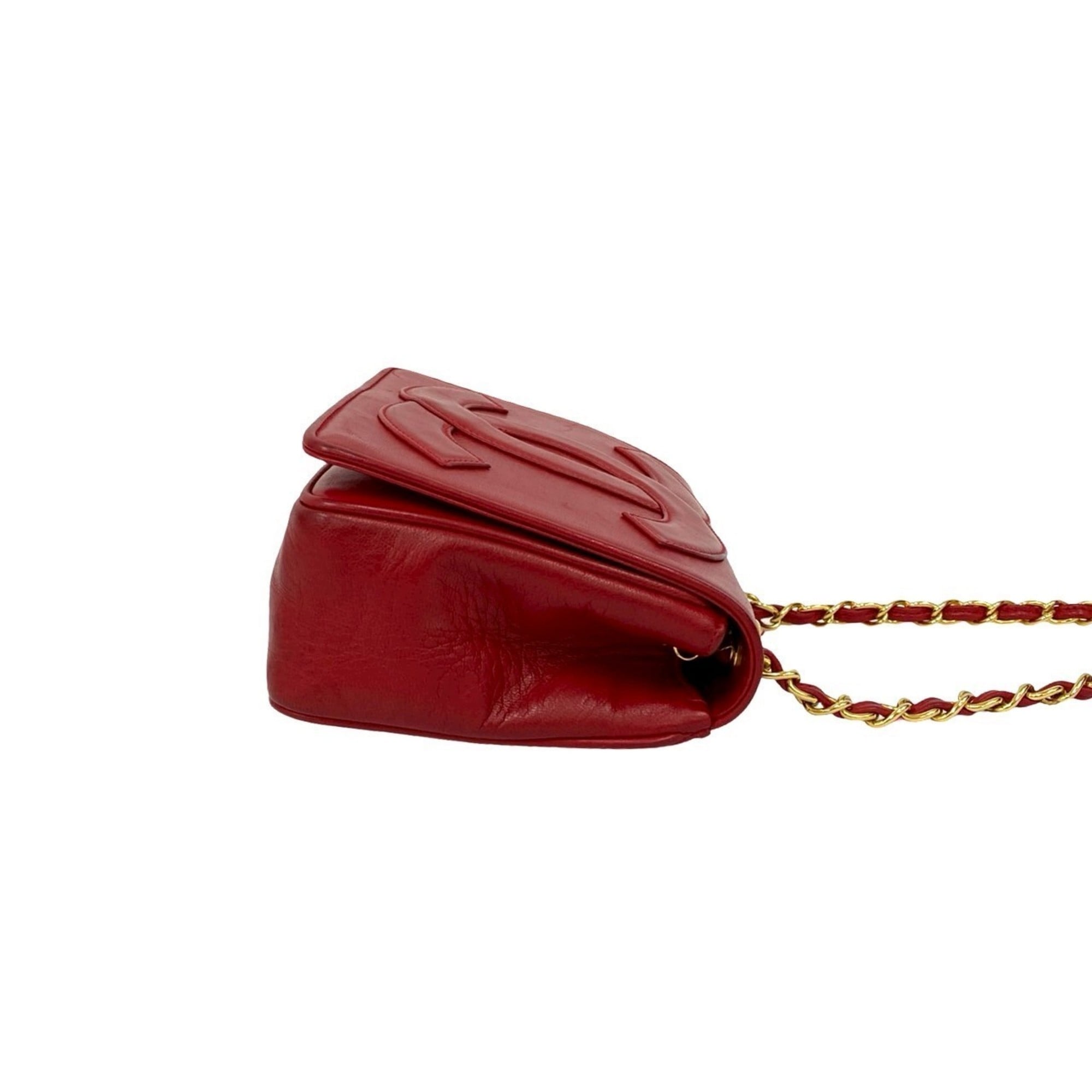 Chanel Red Color Leather Shoulder Bag (Pre-Owned)