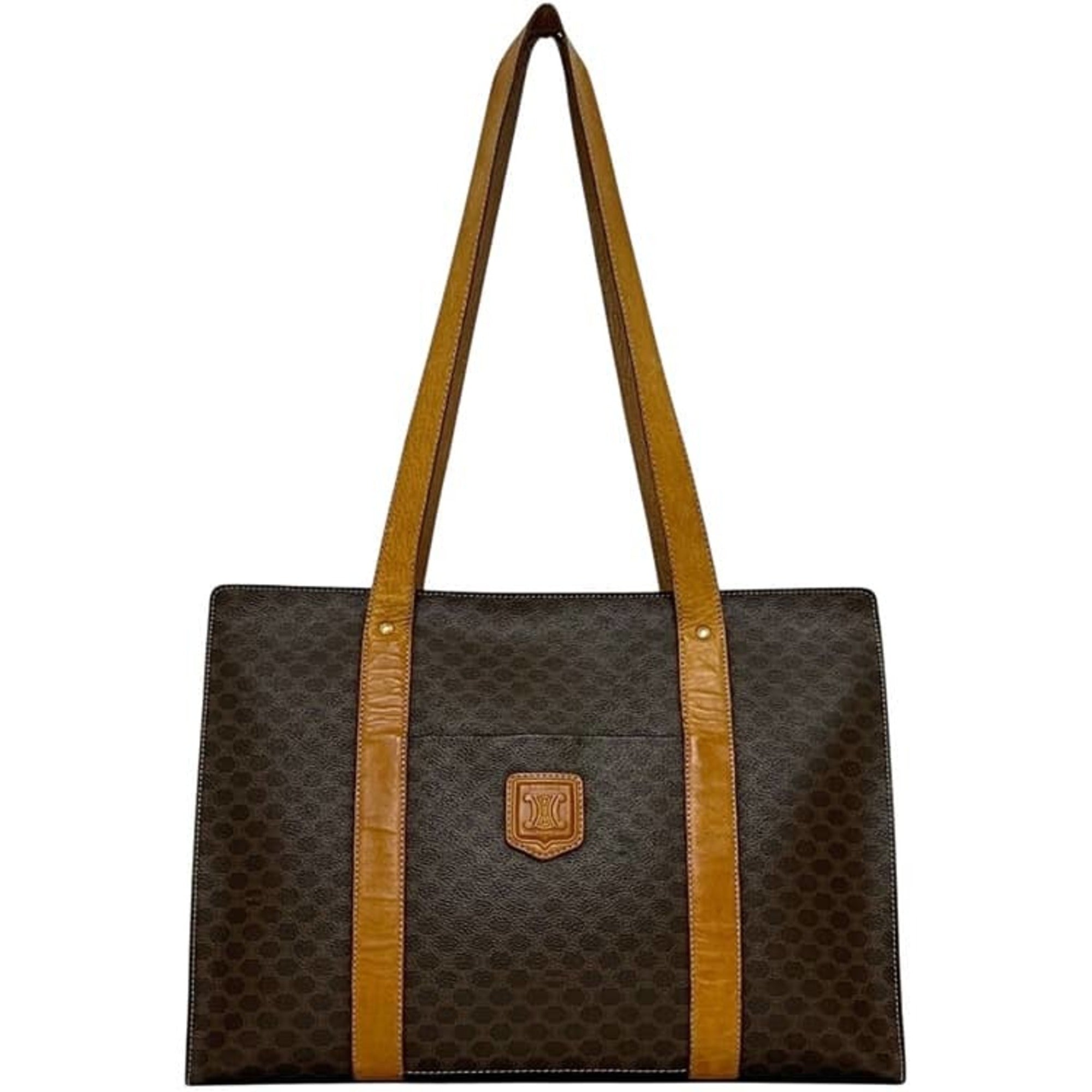 Celine Macadam Brown Pvc Leather Tote Bag (Pre-Owned)