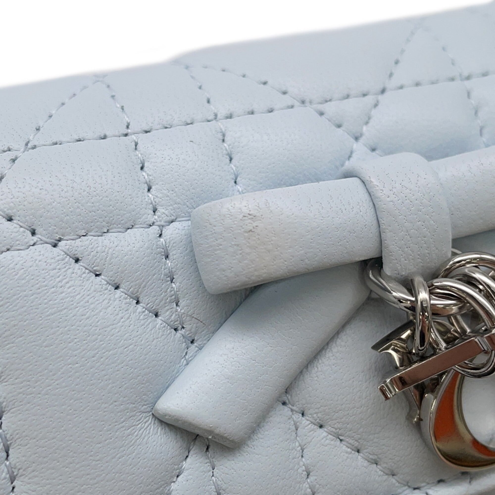 Christian Dior Light Blue Leather Wallet (Tri-Fold) (Pre-Owned)