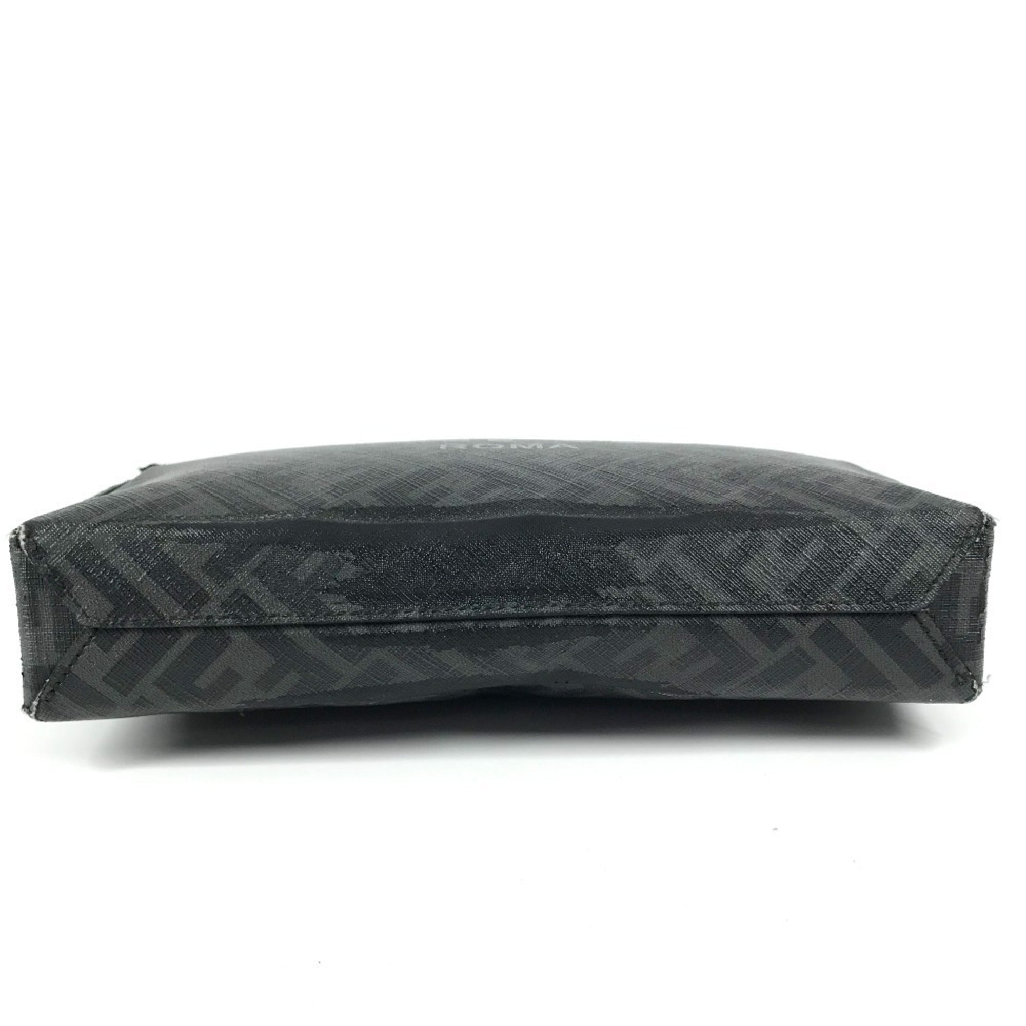 Fendi Zucca Black Gray Pvc Leather Clutch Bag (Pre-Owned)