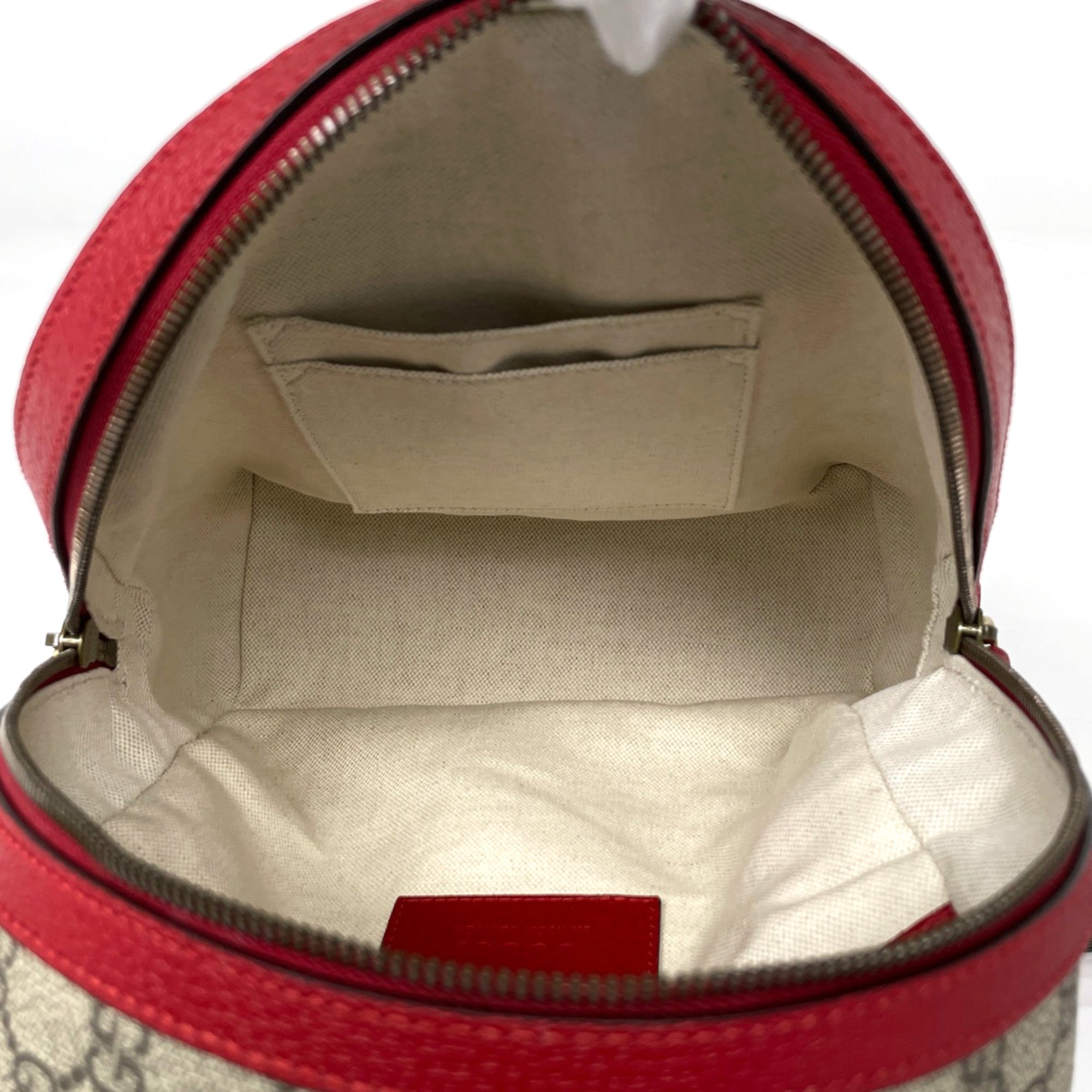 Gucci Sherry Line Brown Pink Red Color Coated Canvas Leather Backpack (Pre-Owned)