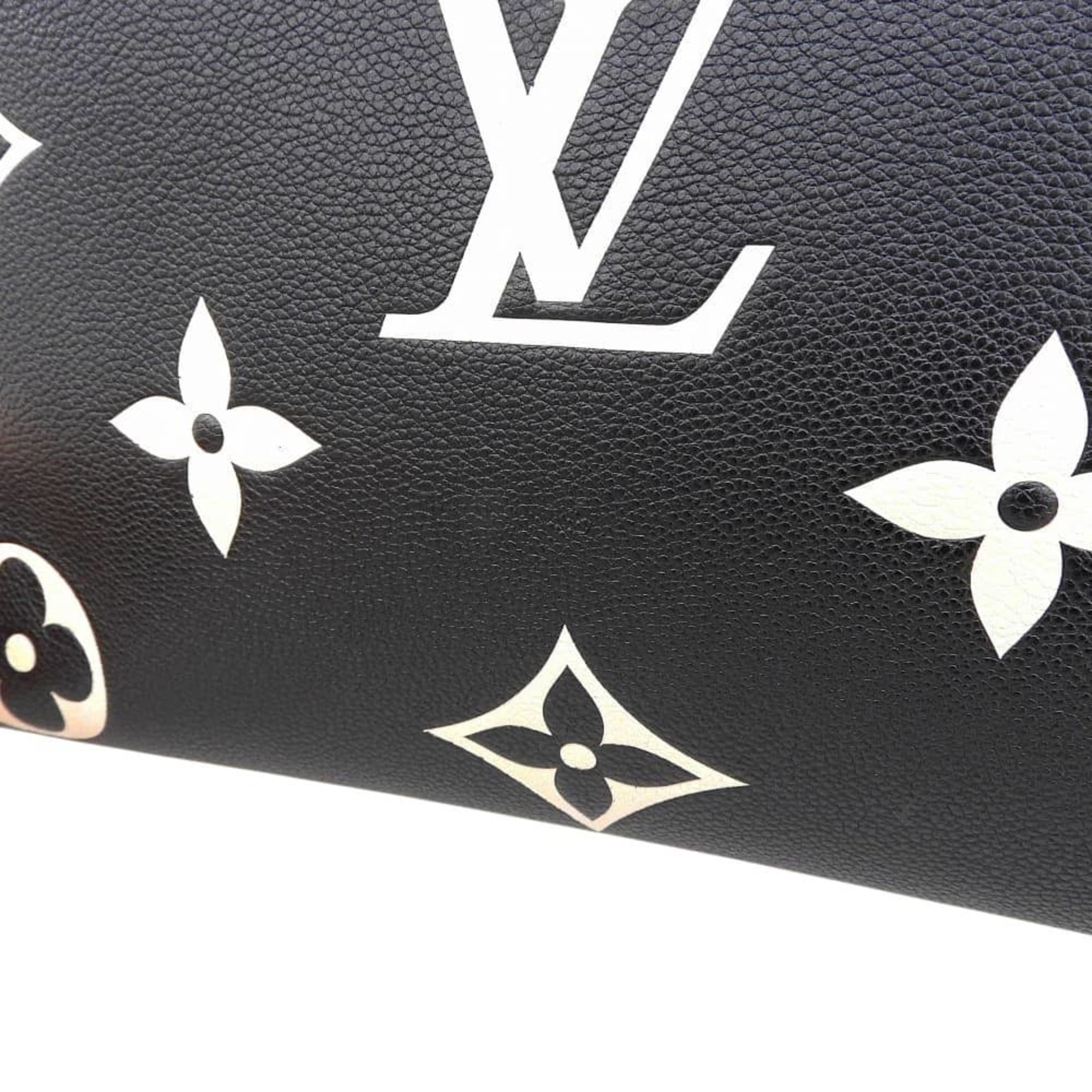 Louis Vuitton Beige Black Leather Tote Bag (Pre-Owned)