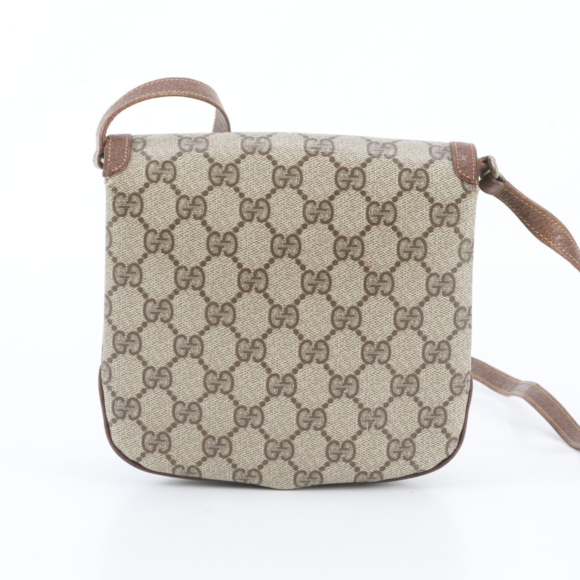 Gucci Brown Leather Coated Canvas Crossbody Bag Shoulder Bag (Pre-Owned)