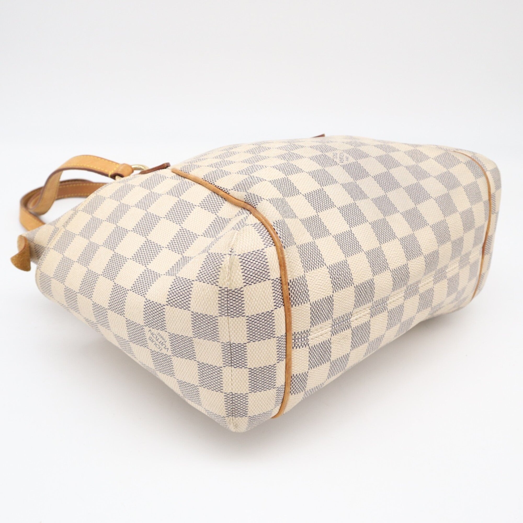 Louis Vuitton Azur Beige Brown Leather Coated Canvas Handbag (Pre-Owned)