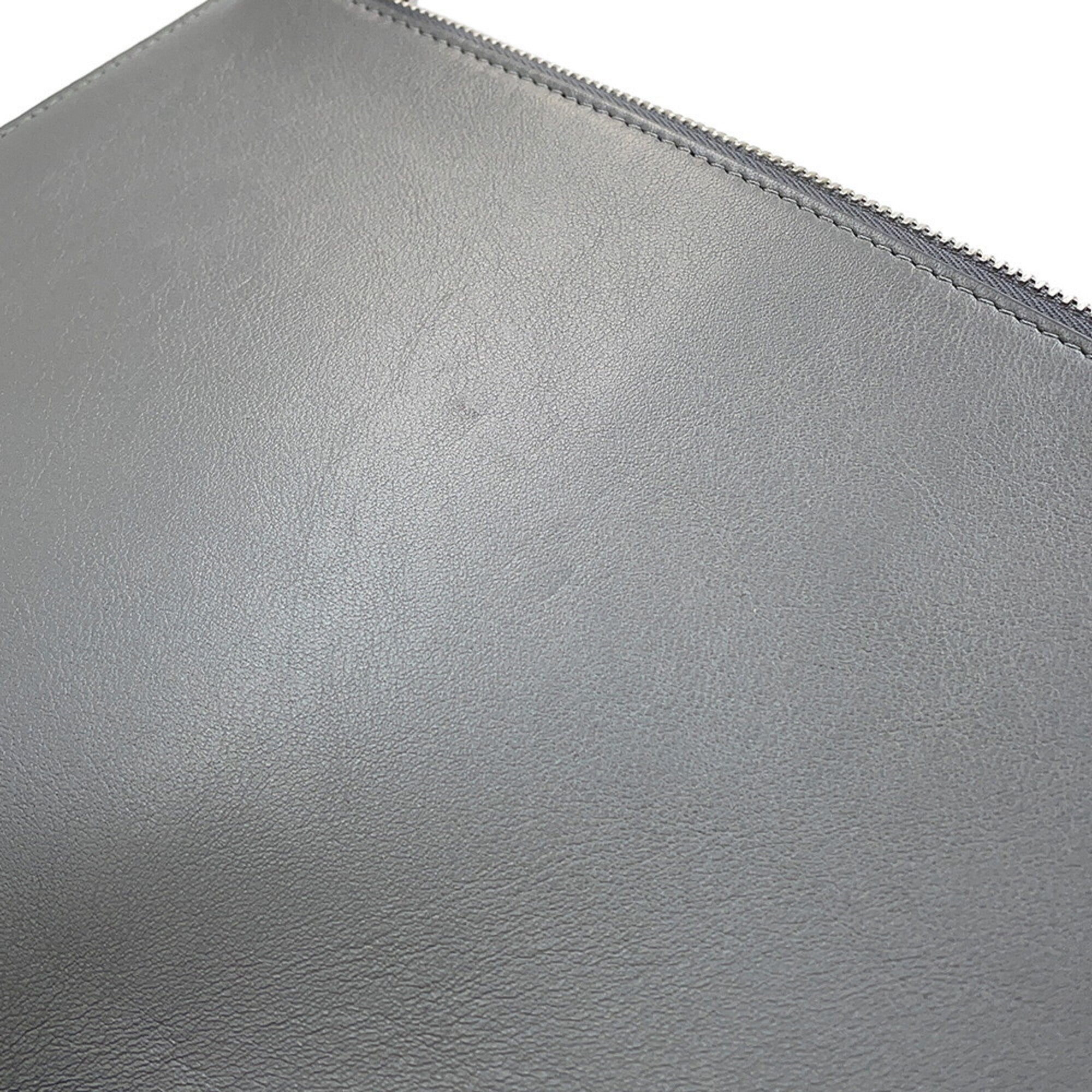 Christian Dior Gray Leather Clutch Bag Handbag (Pre-Owned)