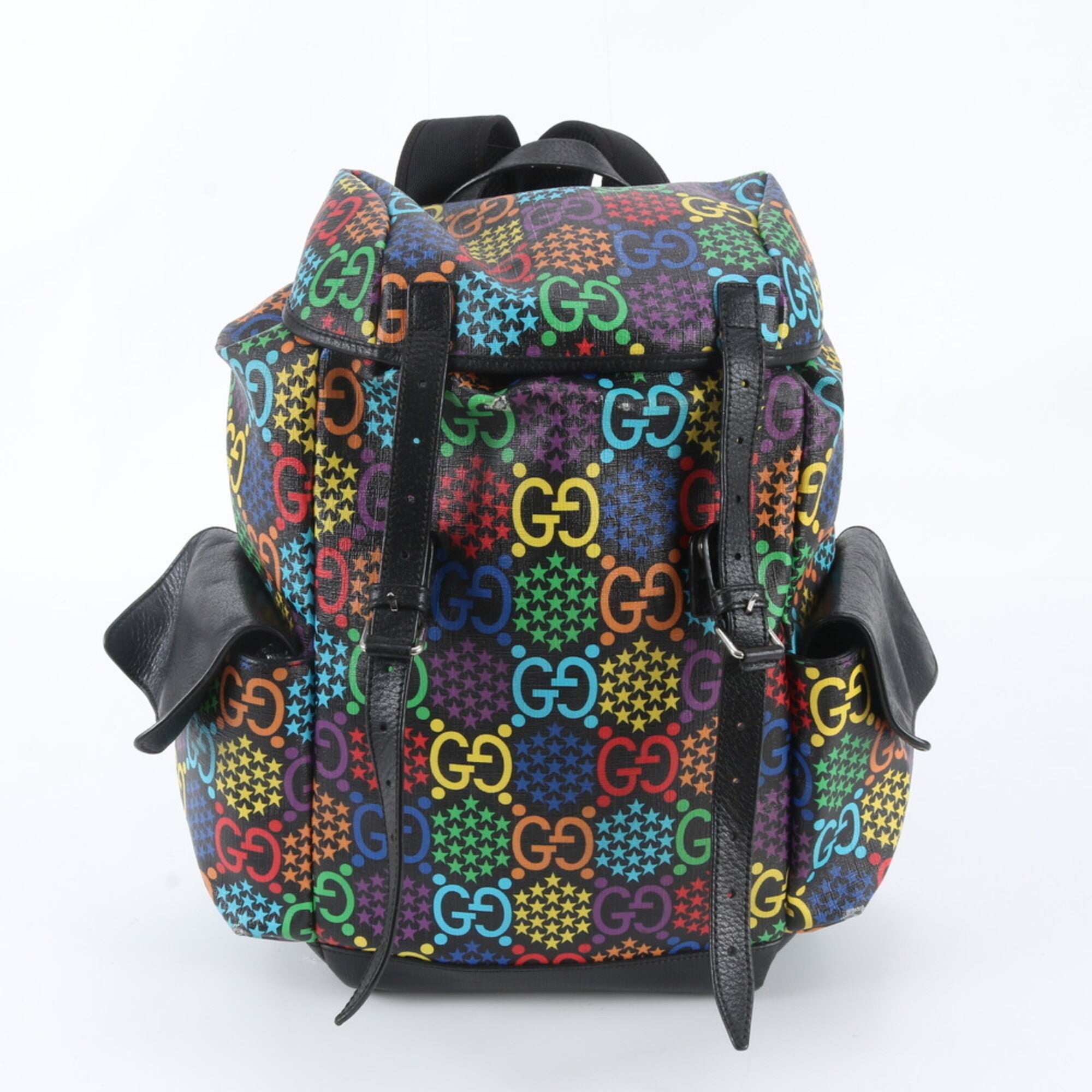 Gucci Multi-Color Leather Coated Canvas Backpack Shoulder Bag (Pre-Owned)