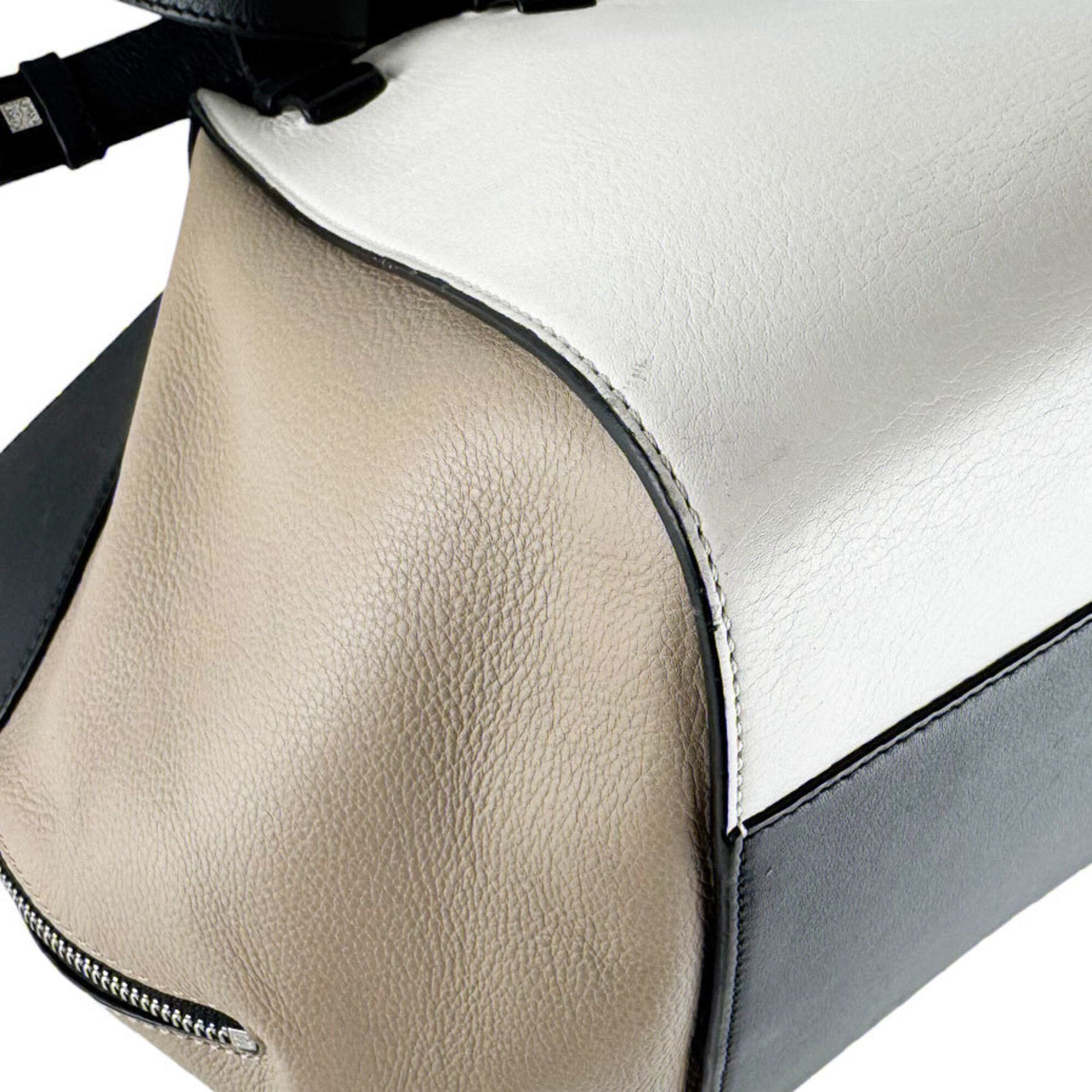 Loewe Beige Black White Leather Handbag Shoulder Bag (Pre-Owned)