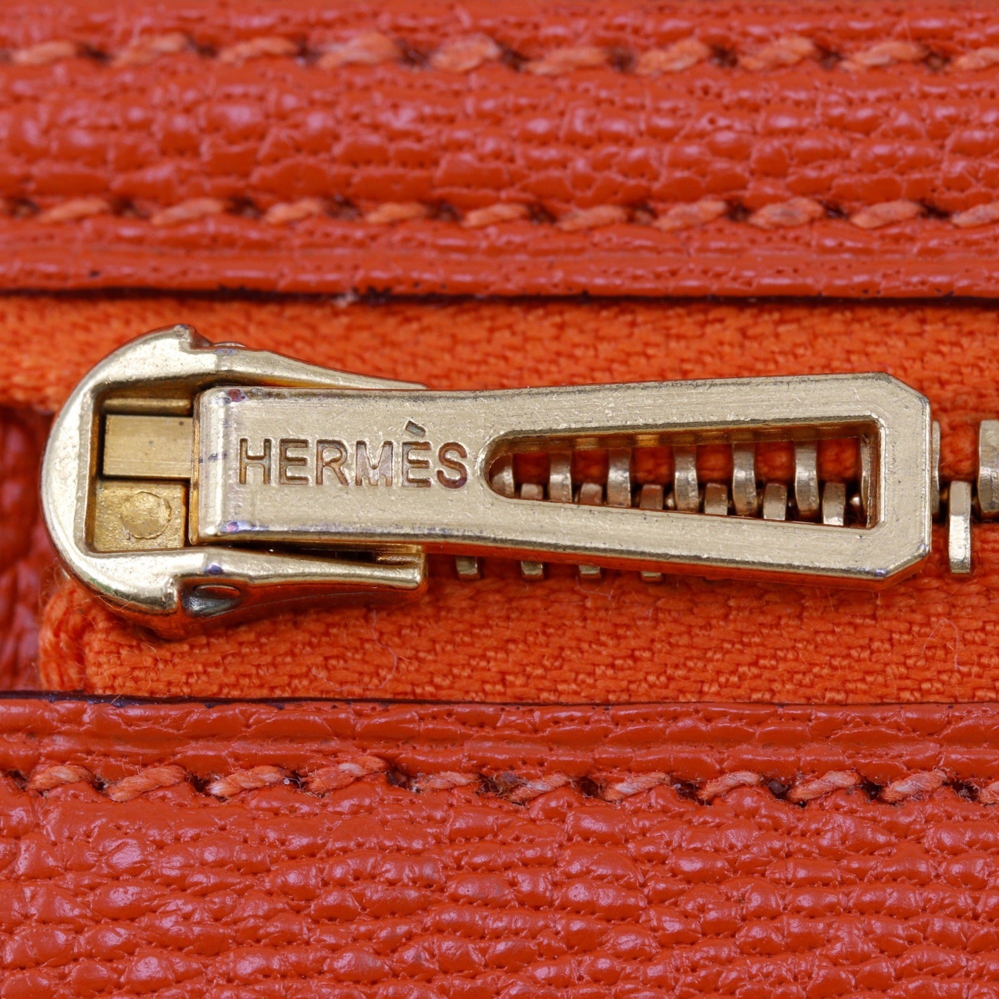 Hermes Orange Chevre Leather Long Wallet (Bi-Fold) (Pre-Owned)
