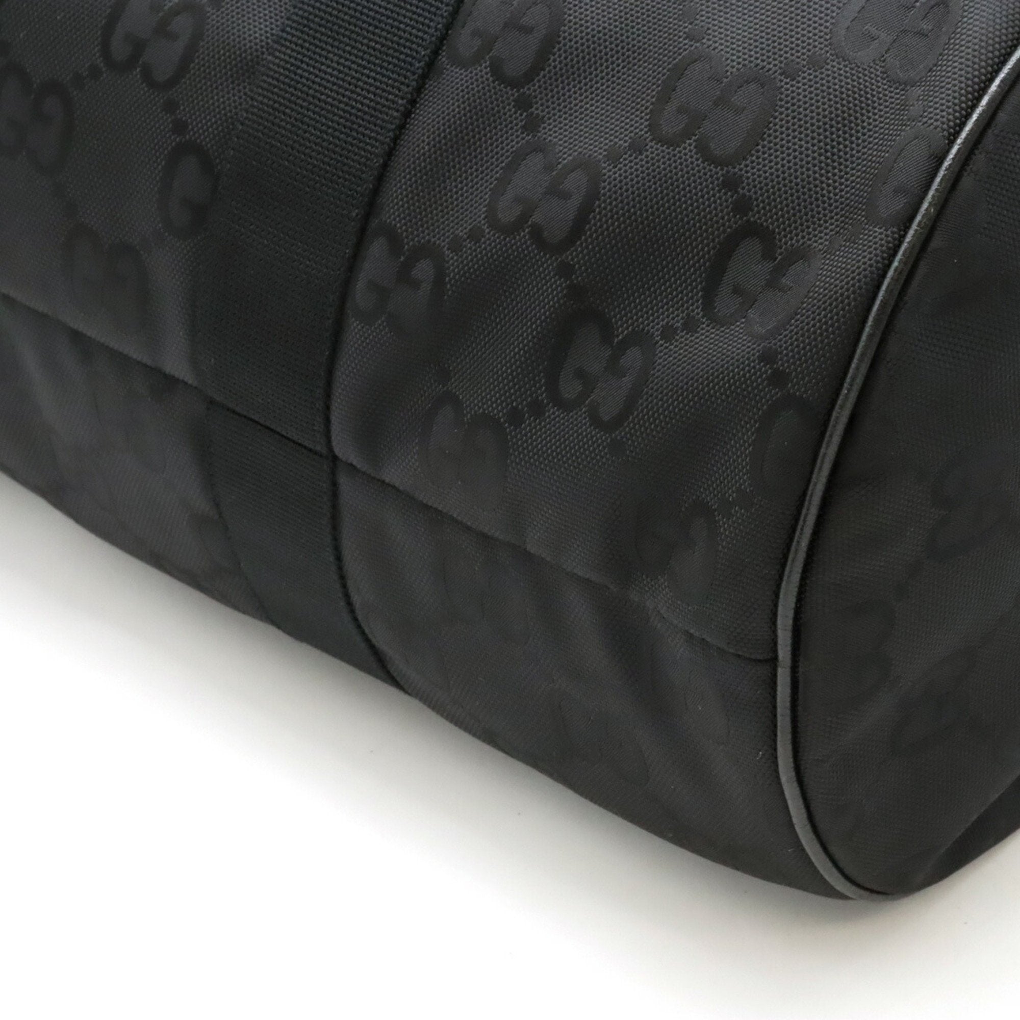Gucci Black Nylon Canvas Leather Boston Bag Shoulder Bag (Pre-Owned)