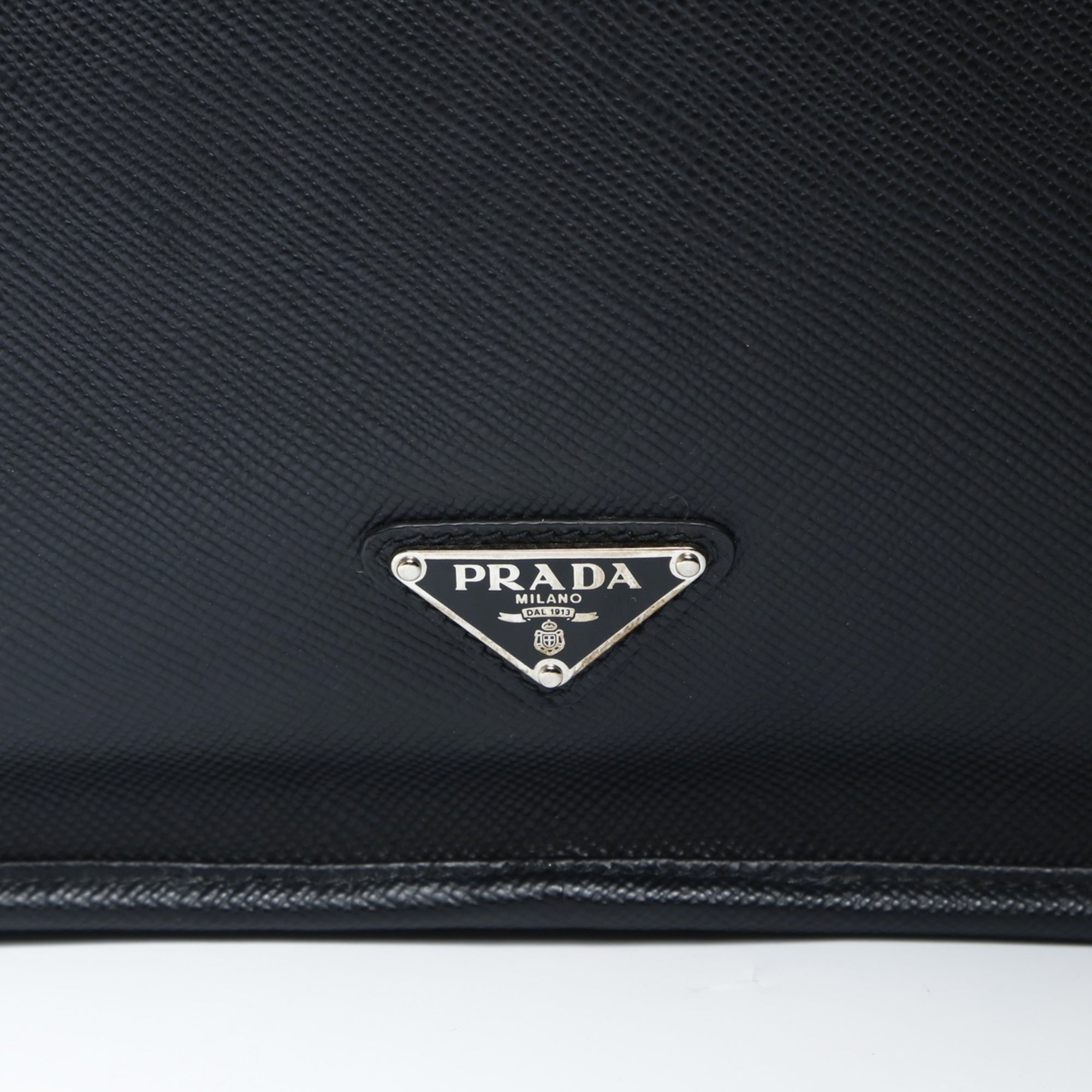 Prada Saffiano Black Leather Shoulder Bag (Pre-Owned)