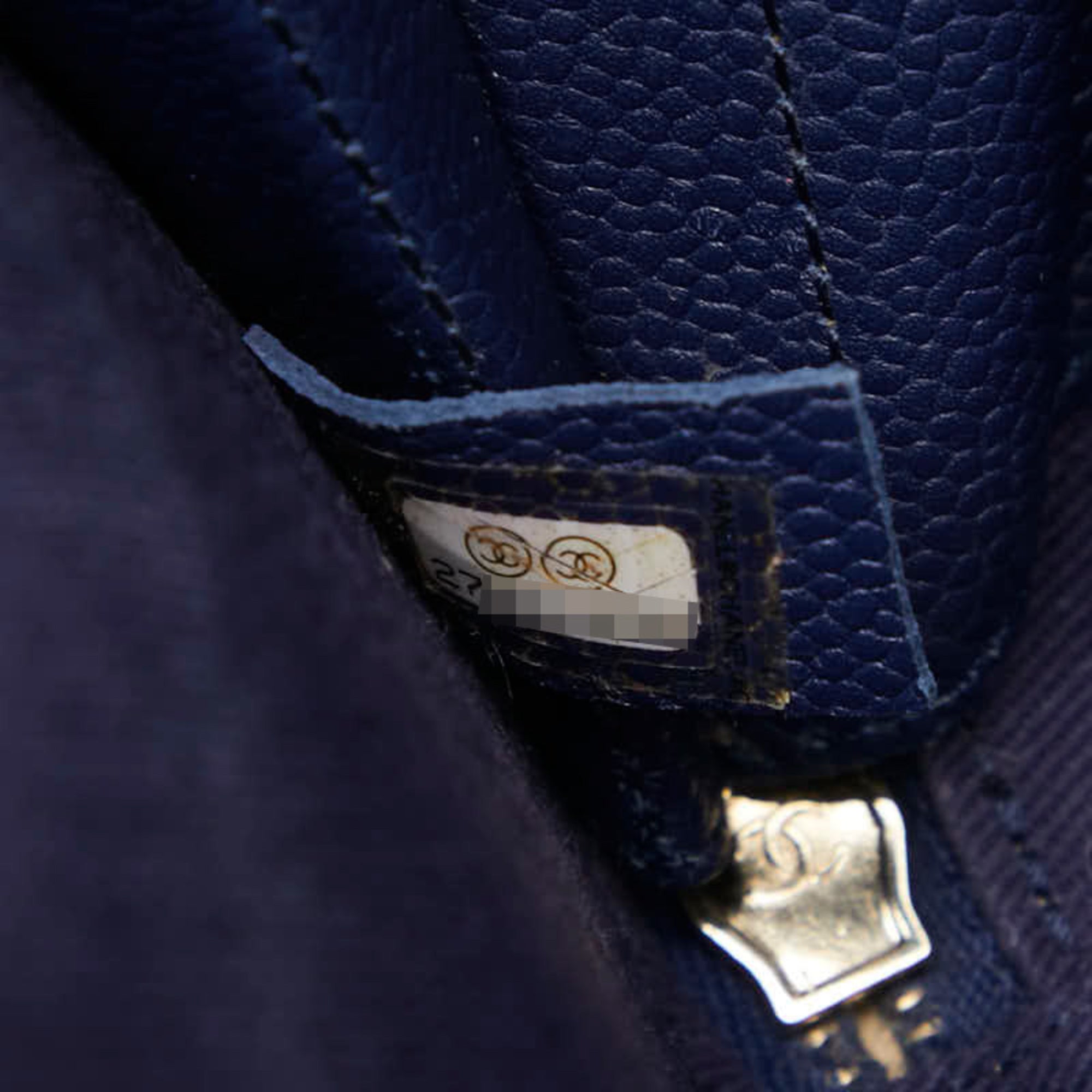 Chanel Navy Grained Calfskin Shoulder Bag Vanity Bag (Pre-Owned)