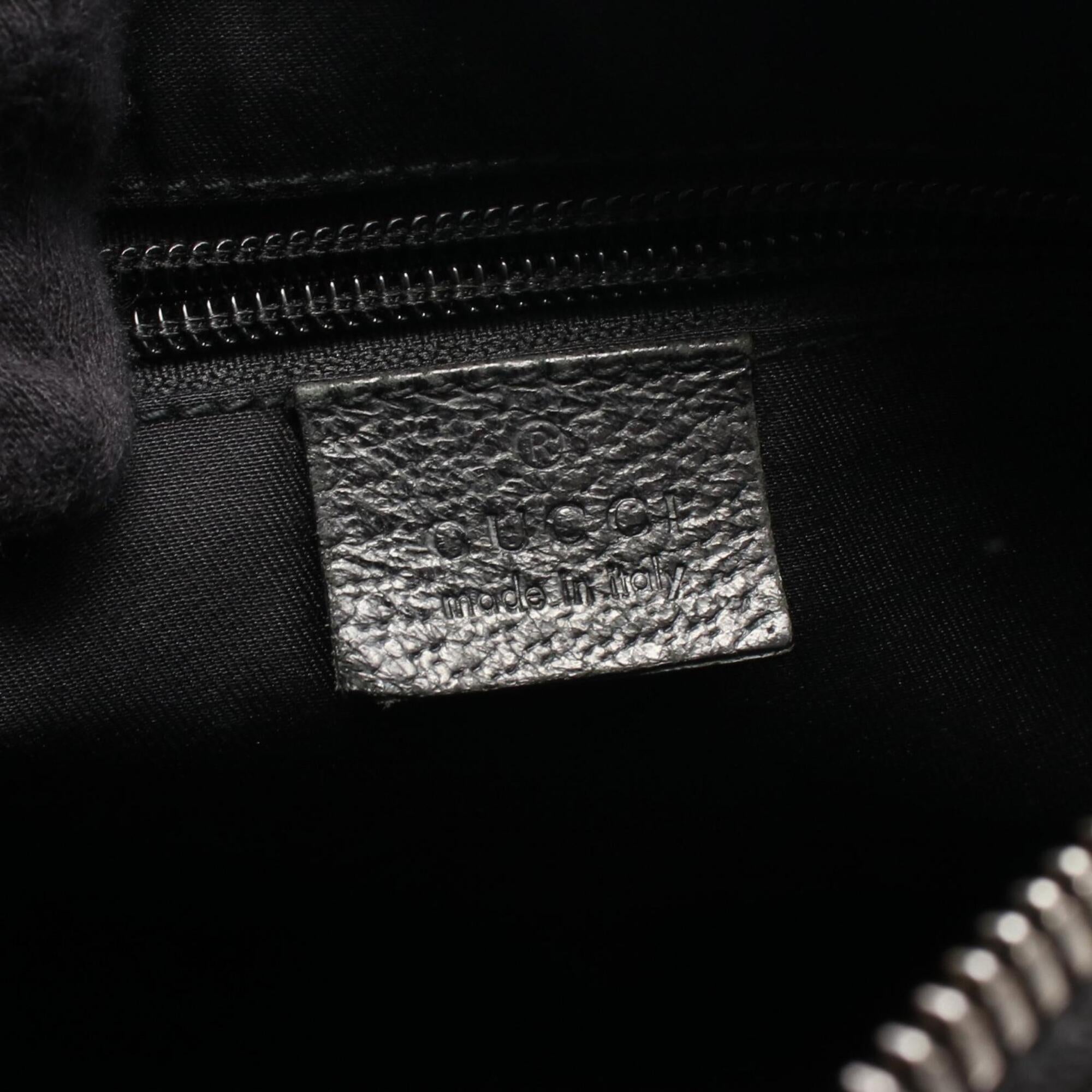 Gucci Black Canvas Leather Handbag Shoulder Bag (Pre-Owned)