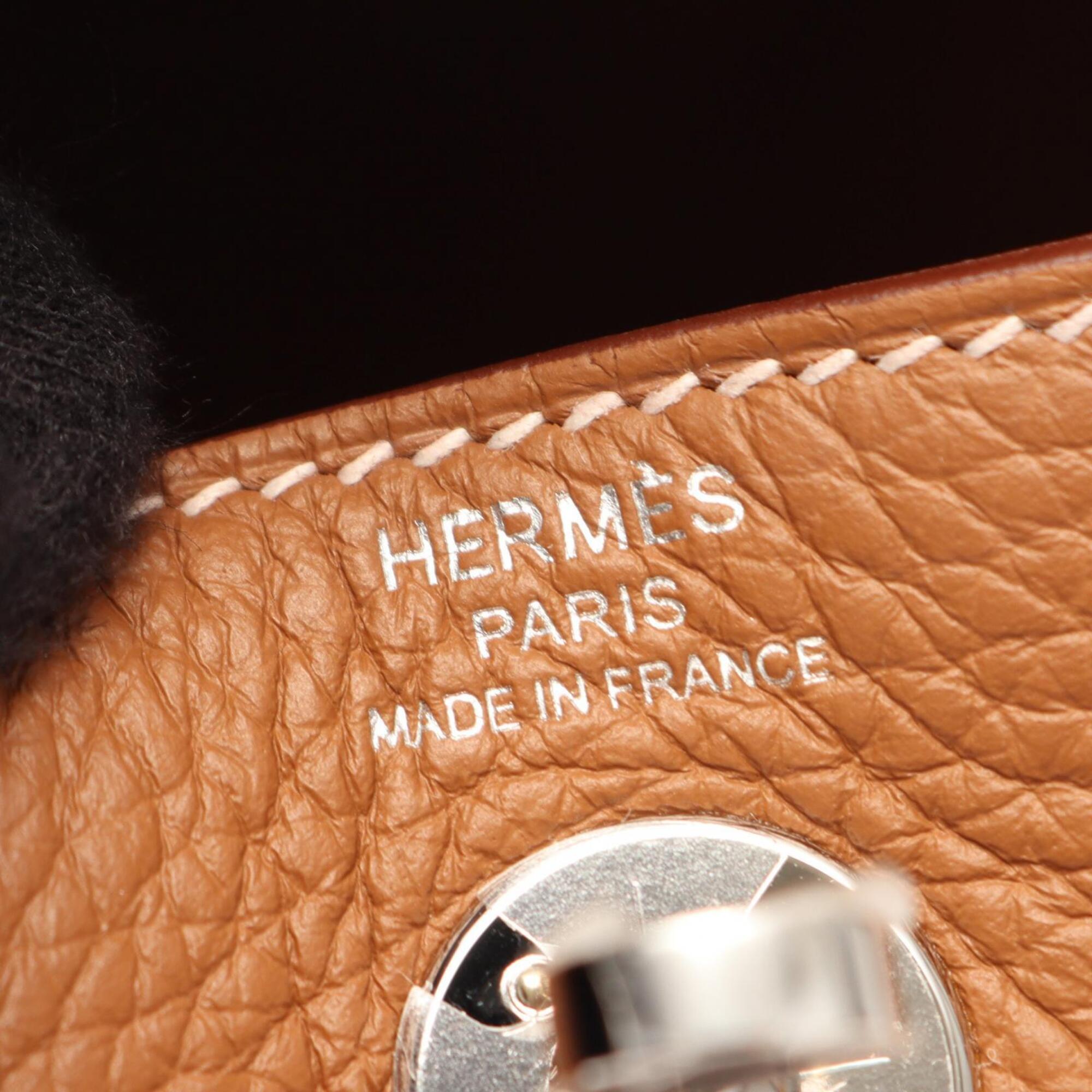 Hermes Brown Gold Taurillon Clemence Leather Leather Handbag Shoulder Bag (Pre-Owned)