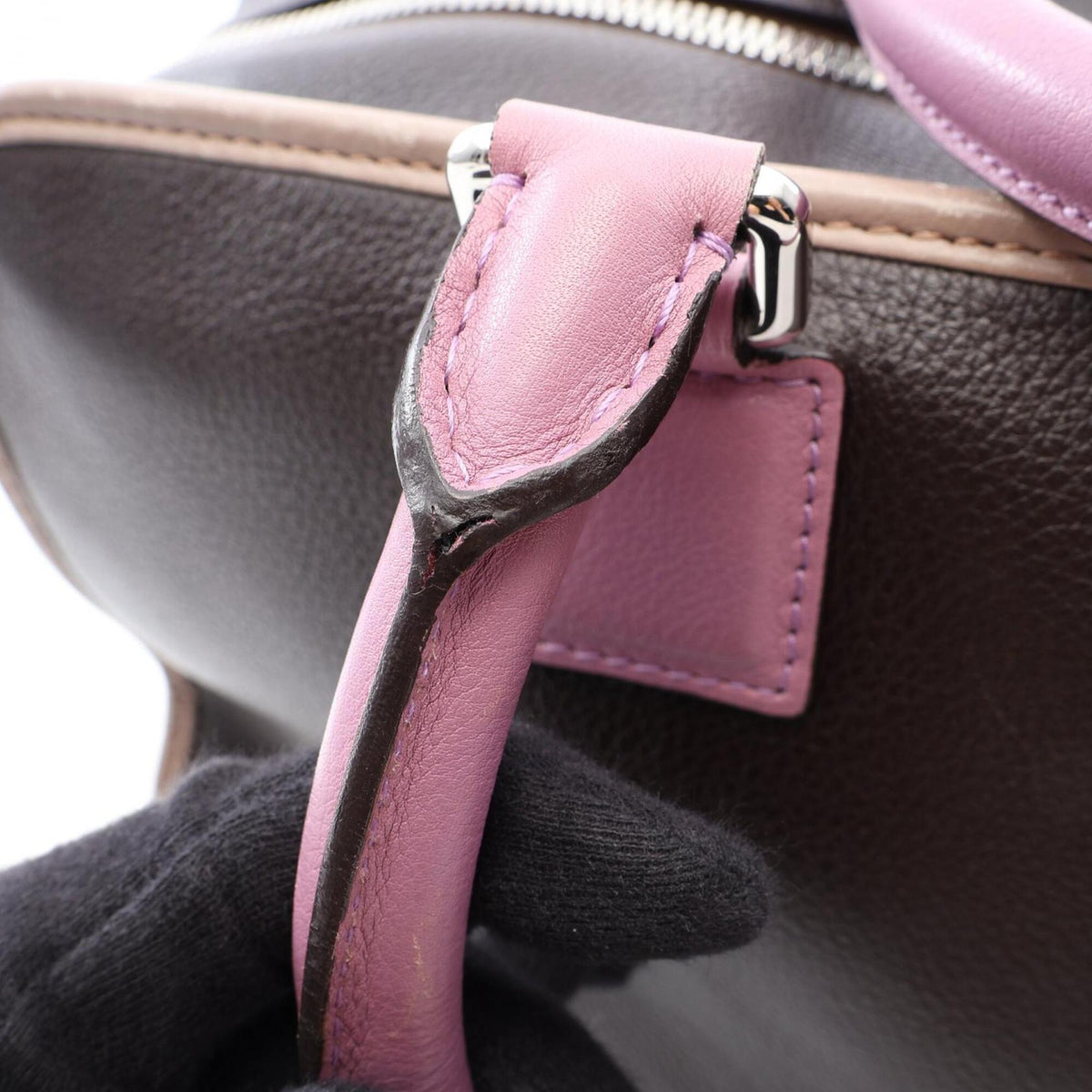 Loewe Beige Brown Purple Leather Handbag (Pre-Owned)