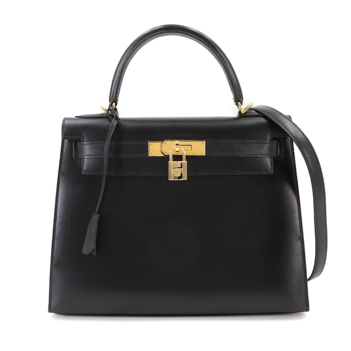 Hermes Black Box Calf Leather Handbag (Pre-Owned)