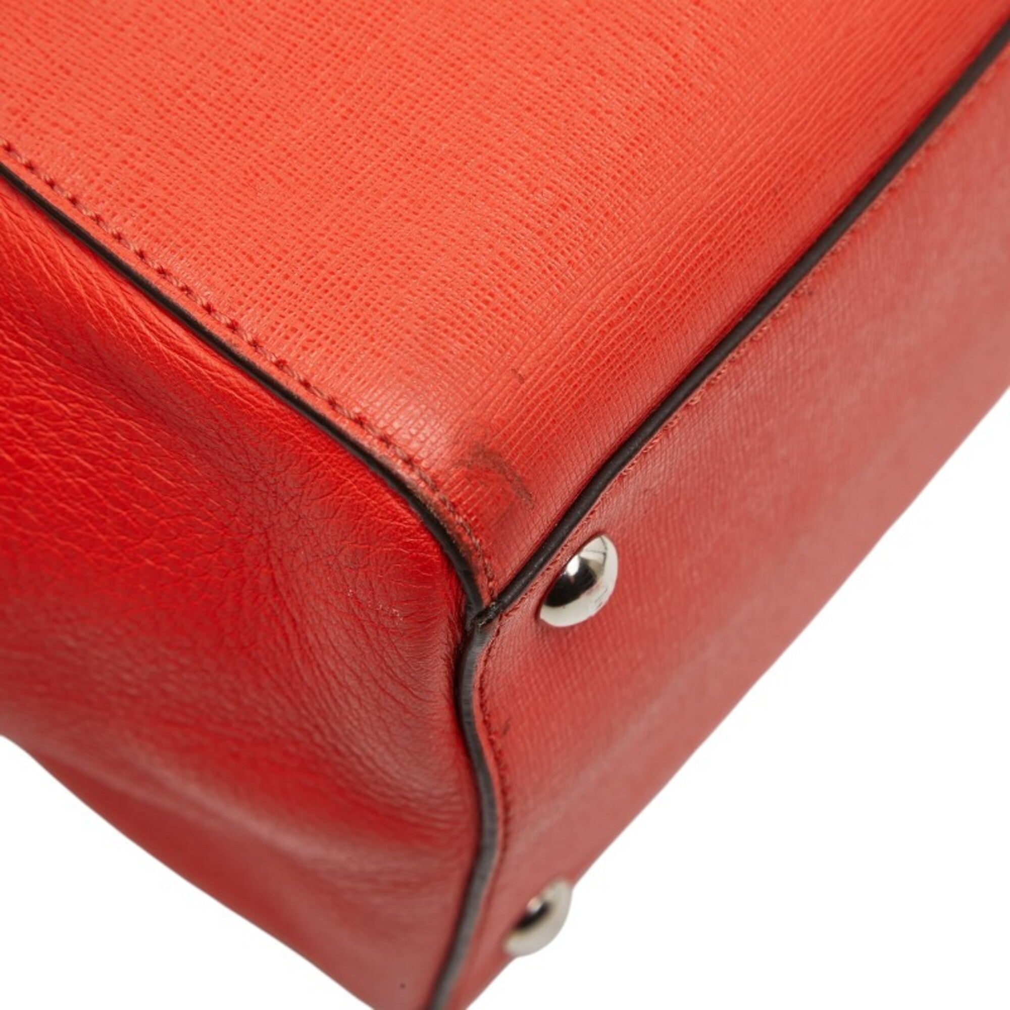 Fendi Red Color Leather Handbag Shoulder Bag (Pre-Owned)