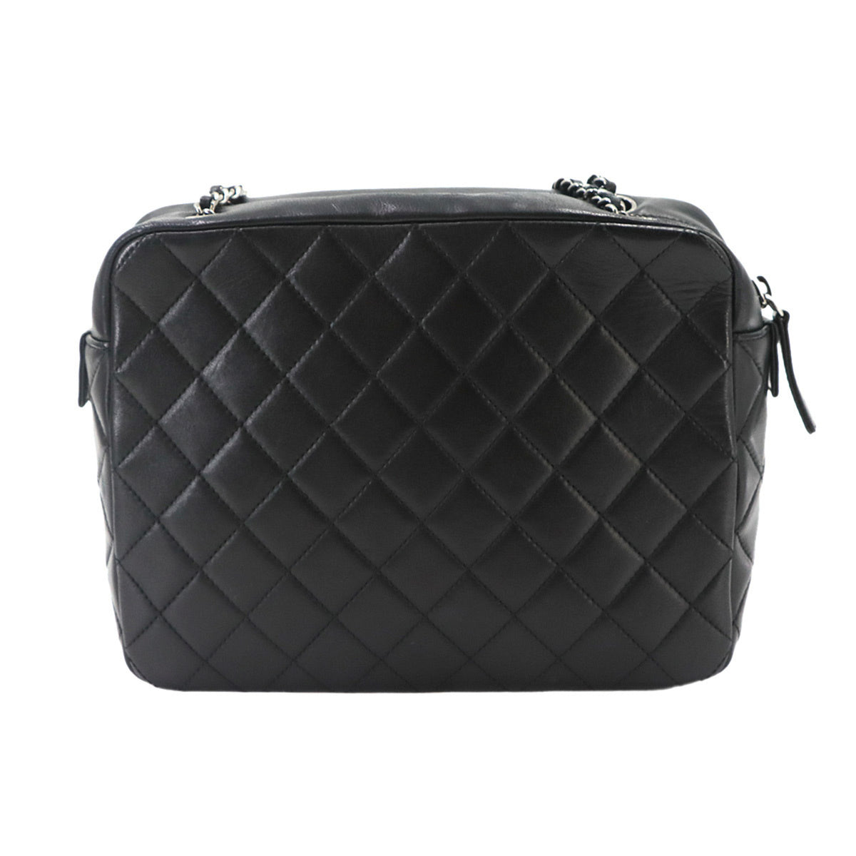 Chanel Matelasse Black White Plastic Leather Handbag Shoulder Bag (Pre-Owned)