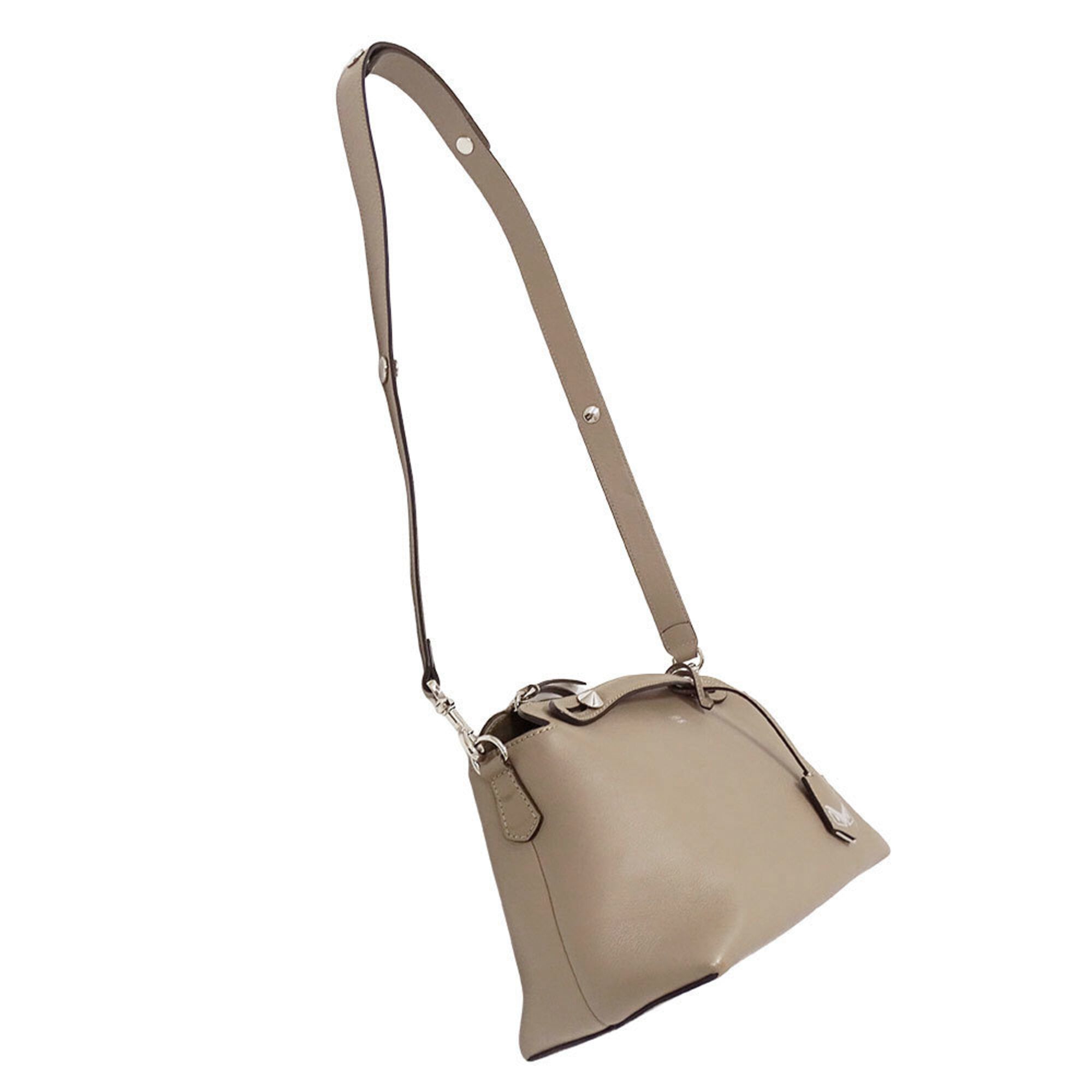 Fendi Grayish Leather Handbag Shoulder Bag (Pre-Owned)