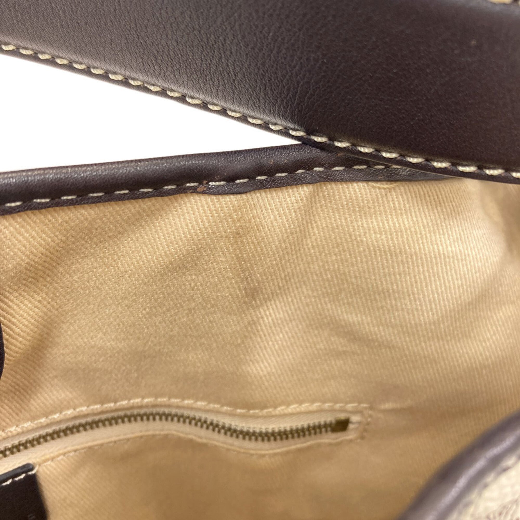 Celine Dark Brown White Pvc Leather Shoulder Bag (Pre-Owned)