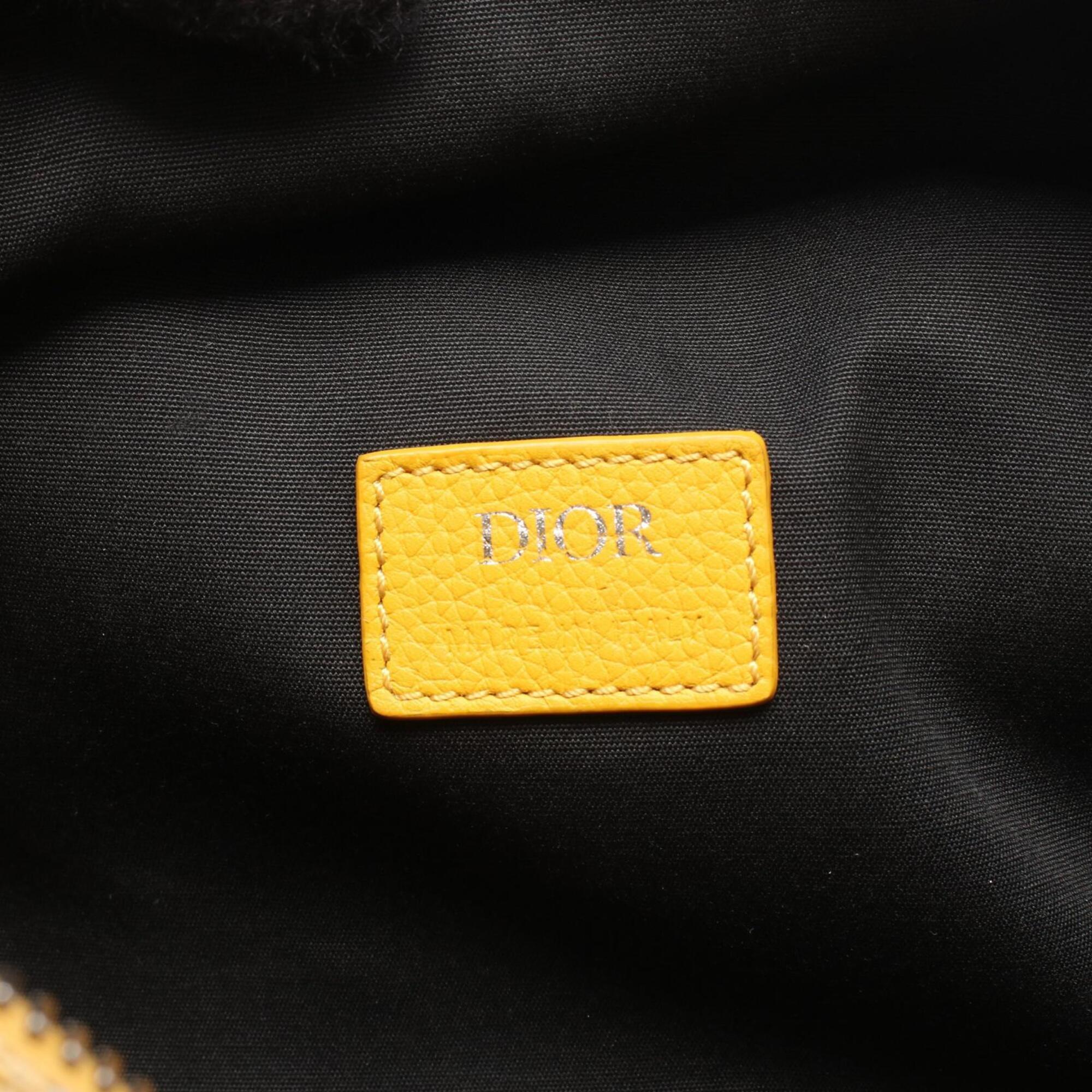 Christian Dior Navy Yellow Canvas Leather Handbag (Pre-Owned)
