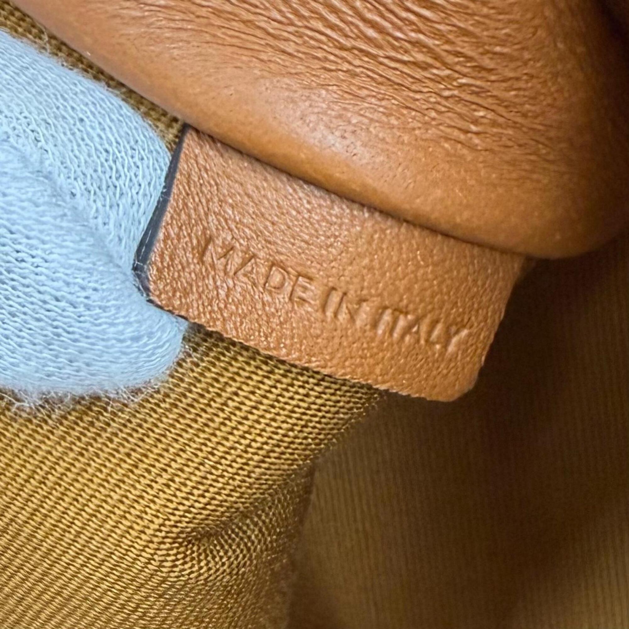 Celine Brown Off-White Canvas Clutch Bag Shoulder Bag (Pre-Owned)
