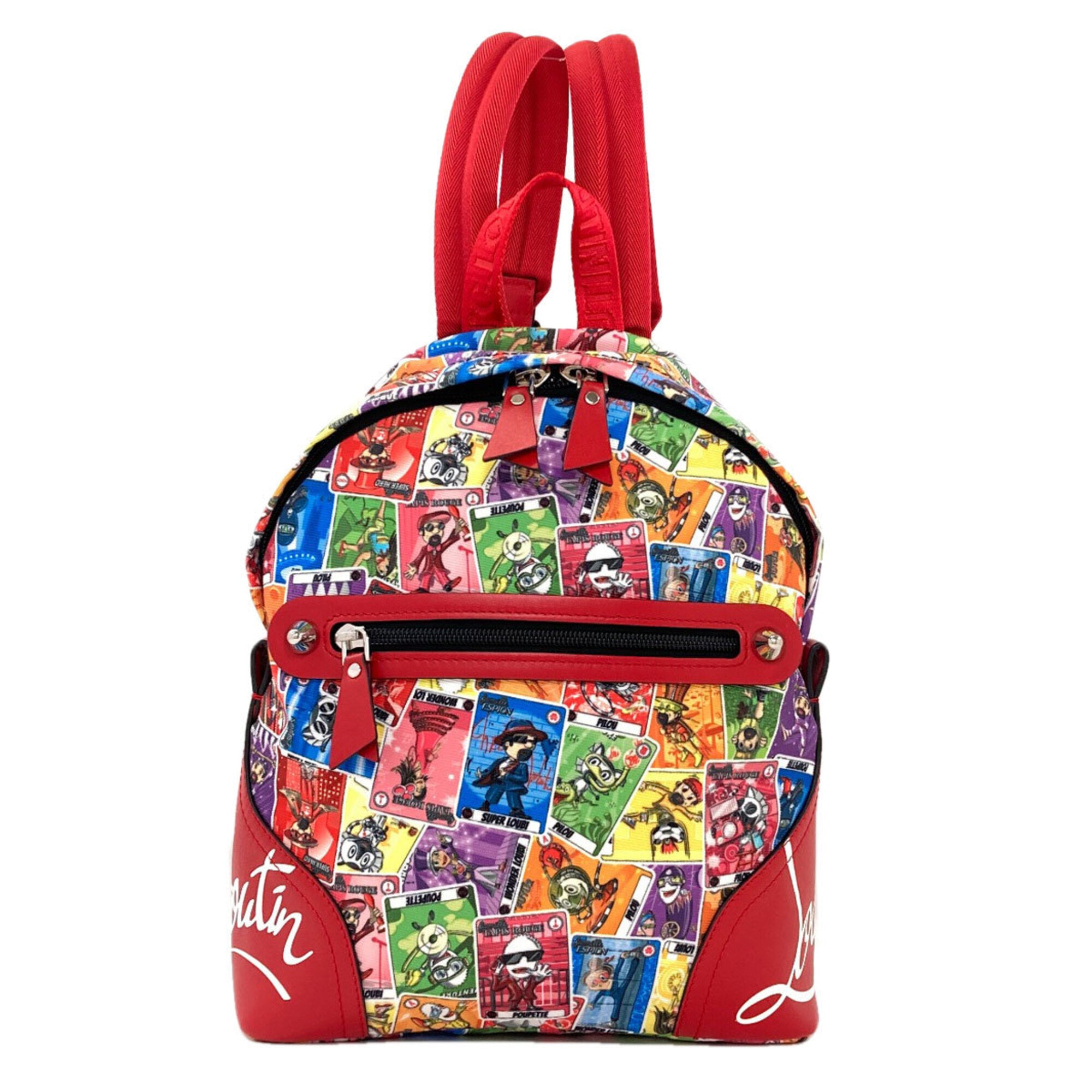 Christian Louboutin Red Color Canvas Leather Backpack (Pre-Owned)
