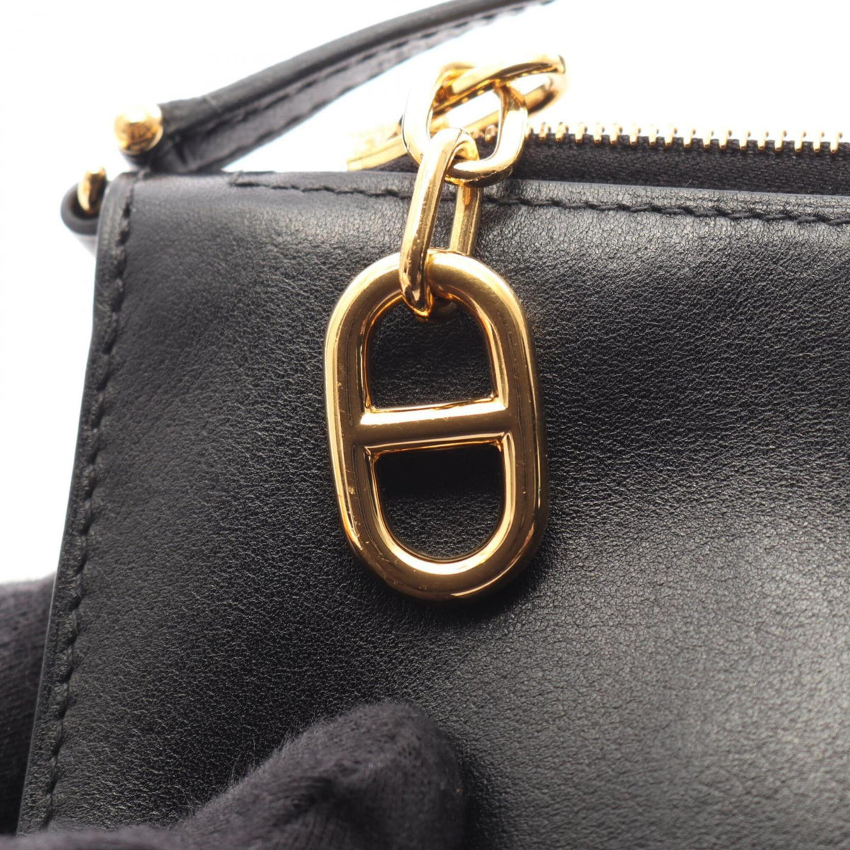 Hermes Black Leather Handbag Shoulder Bag (Pre-Owned)