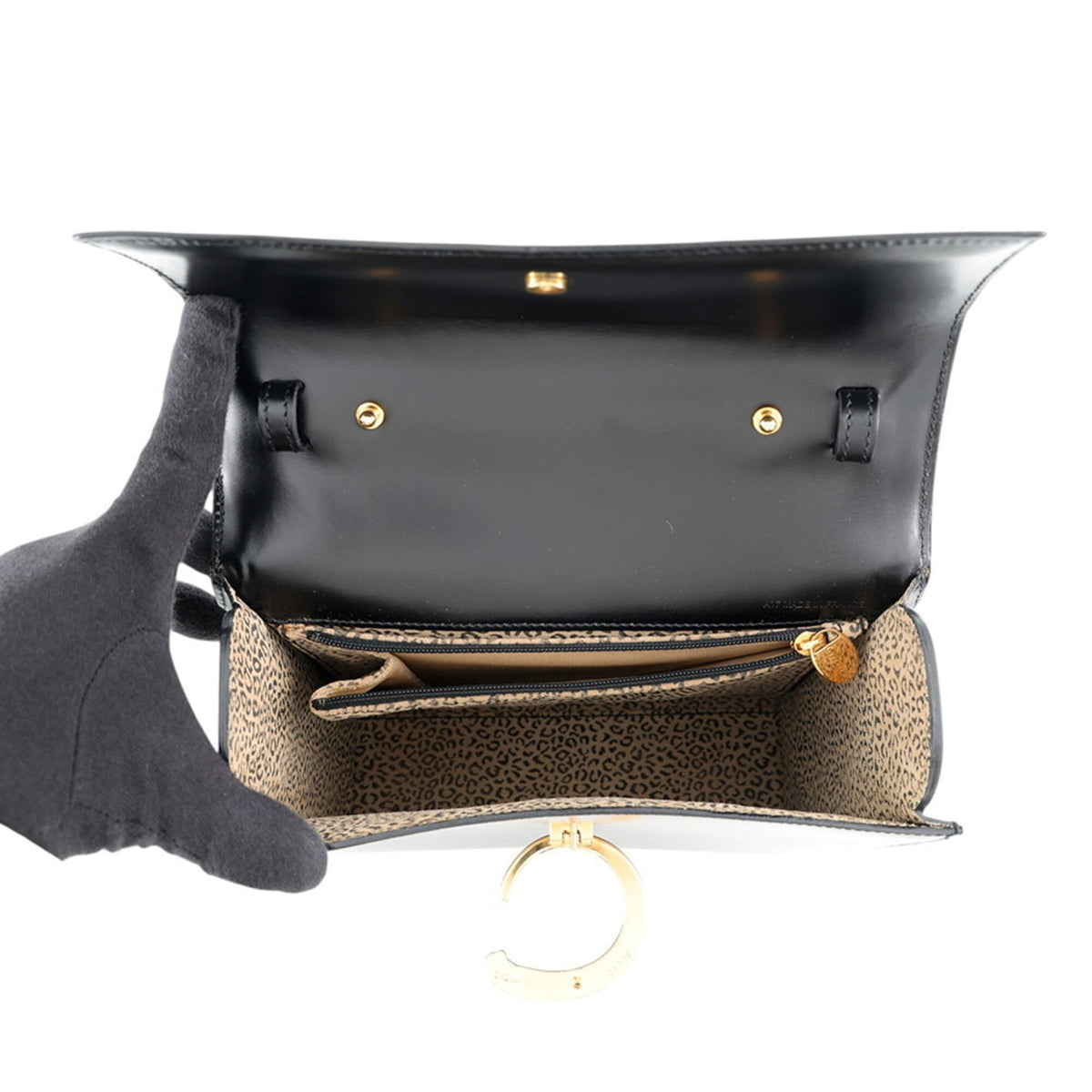 Cartier Panthère Black Leather Handbag Shoulder Bag (Pre-Owned)