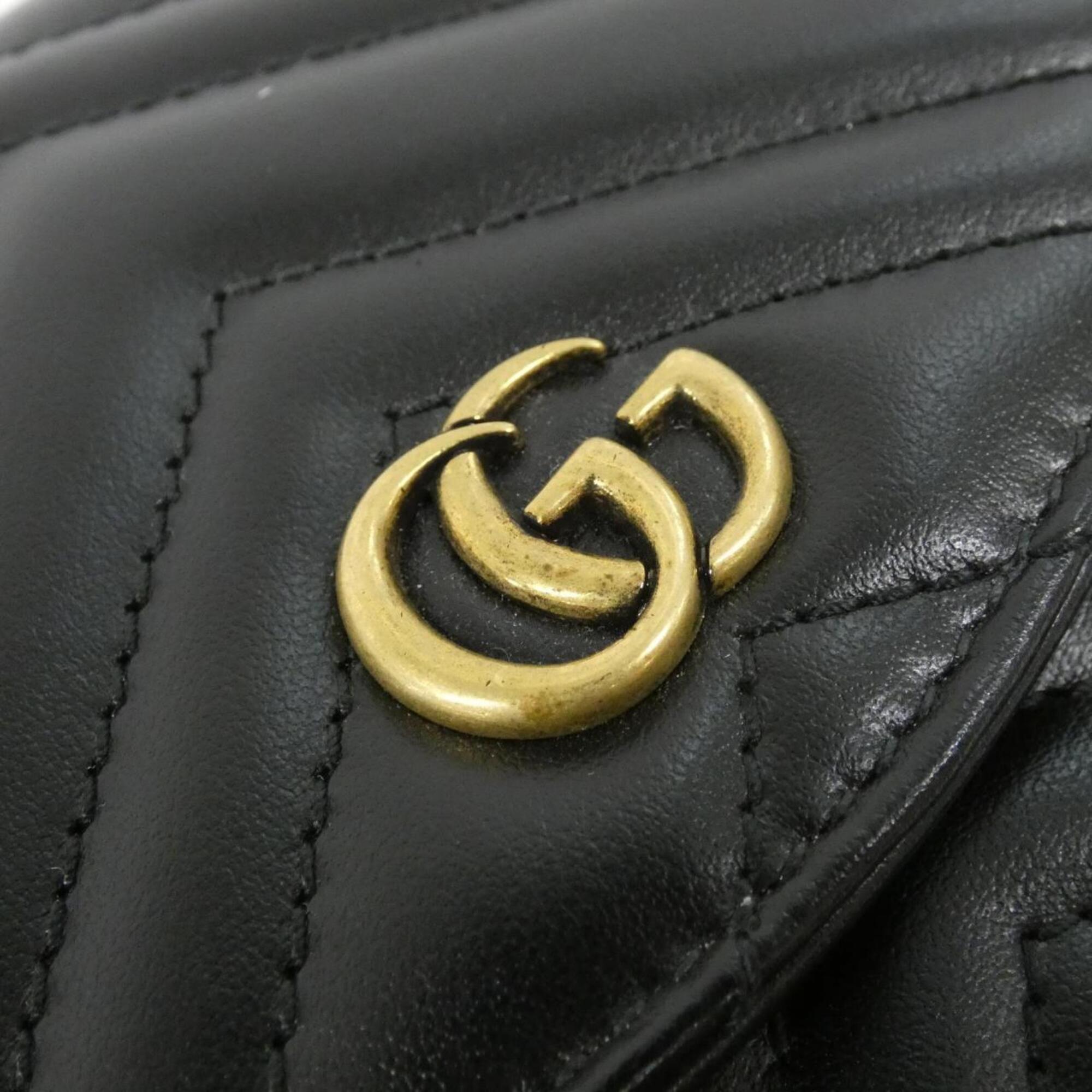 Gucci Gg Marmont Black White Leather Fanny Pack (Pre-Owned)