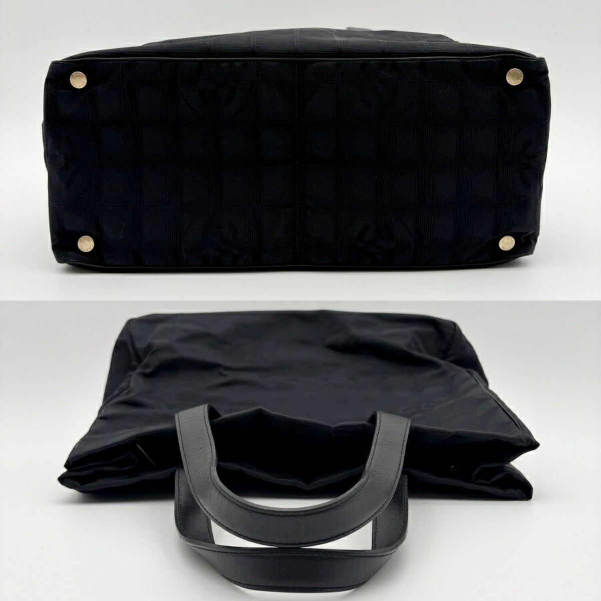 Chanel Black Nylon Jacquard Leather Tote Bag (Pre-Owned)