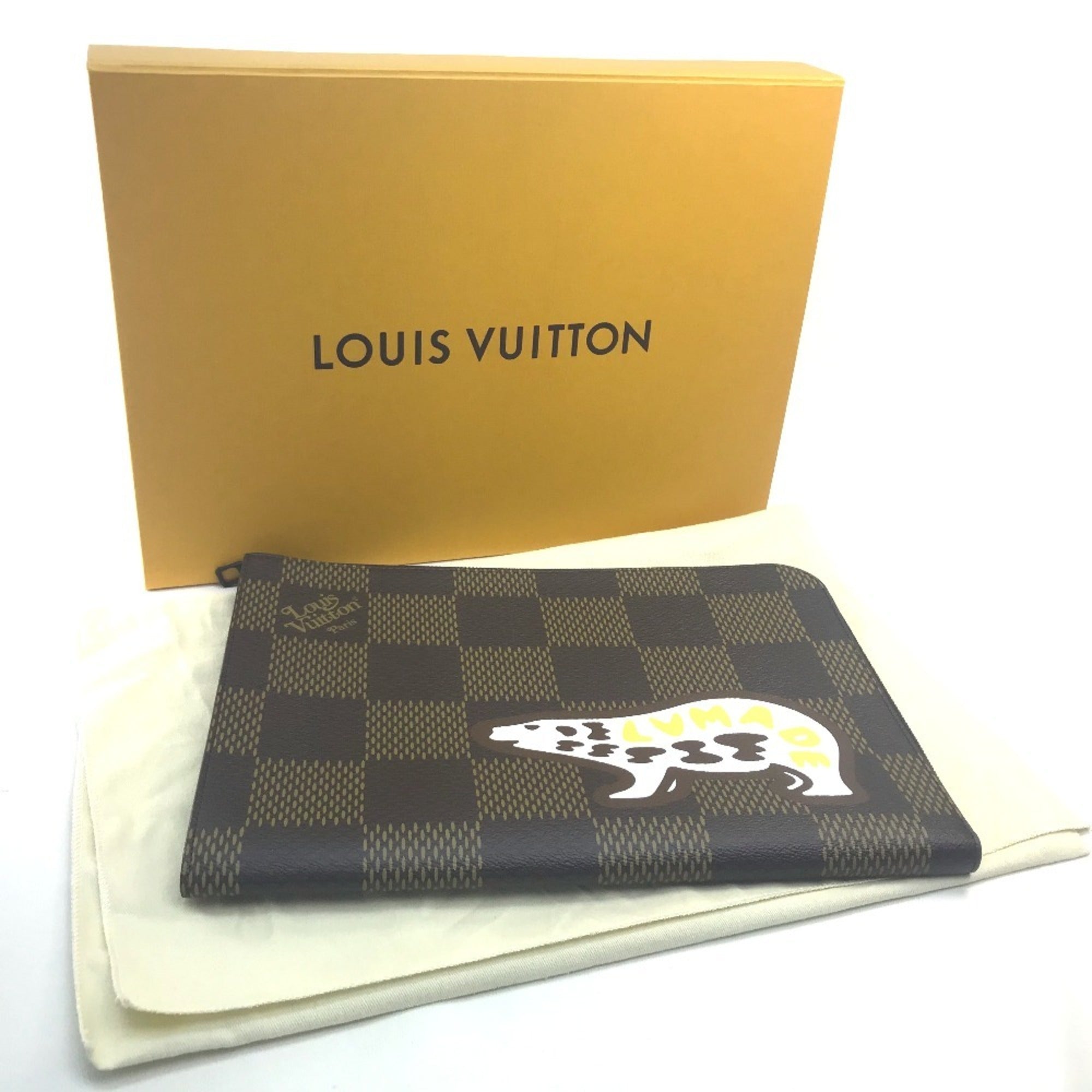 Louis Vuitton Brown Ebene Damier Canvas Clutch Bag Pochette (Pre-Owned)