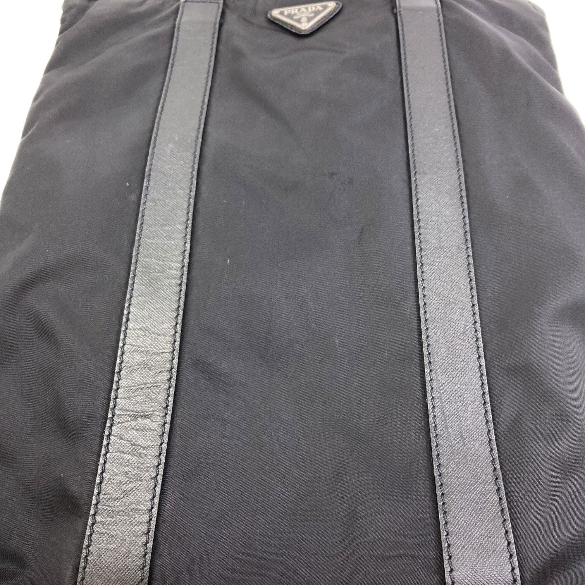Prada Black Nylon Leather Handbag (Pre-Owned)
