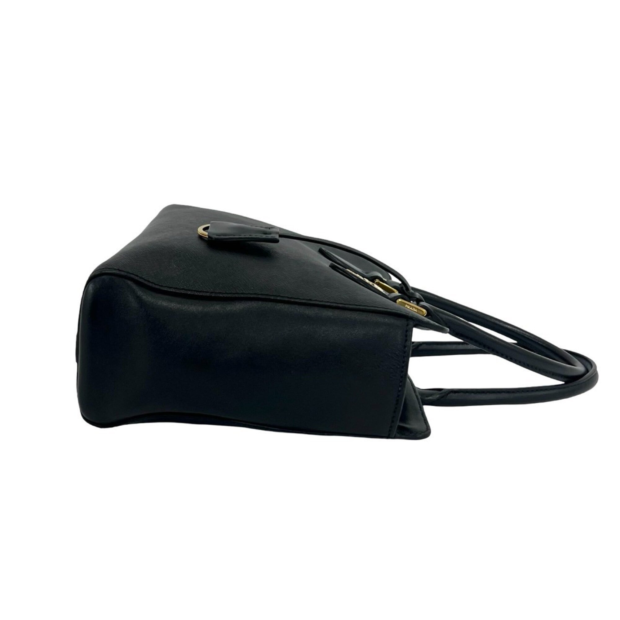 Prada Black Leather Handbag Shoulder Bag Tote Bag (Pre-Owned)