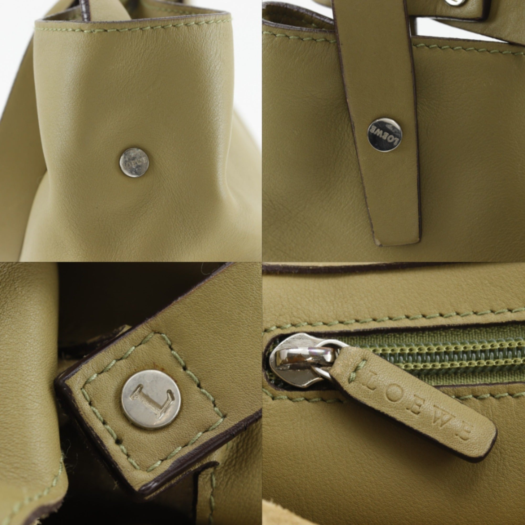 Loewe Olive Leather Shoulder Bag (Pre-Owned)