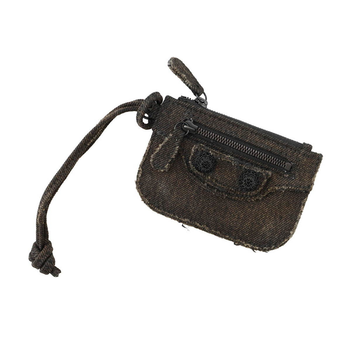 Balenciaga Black Dark Brown Denim Coin Purse/Coin Case (Pre-Owned)