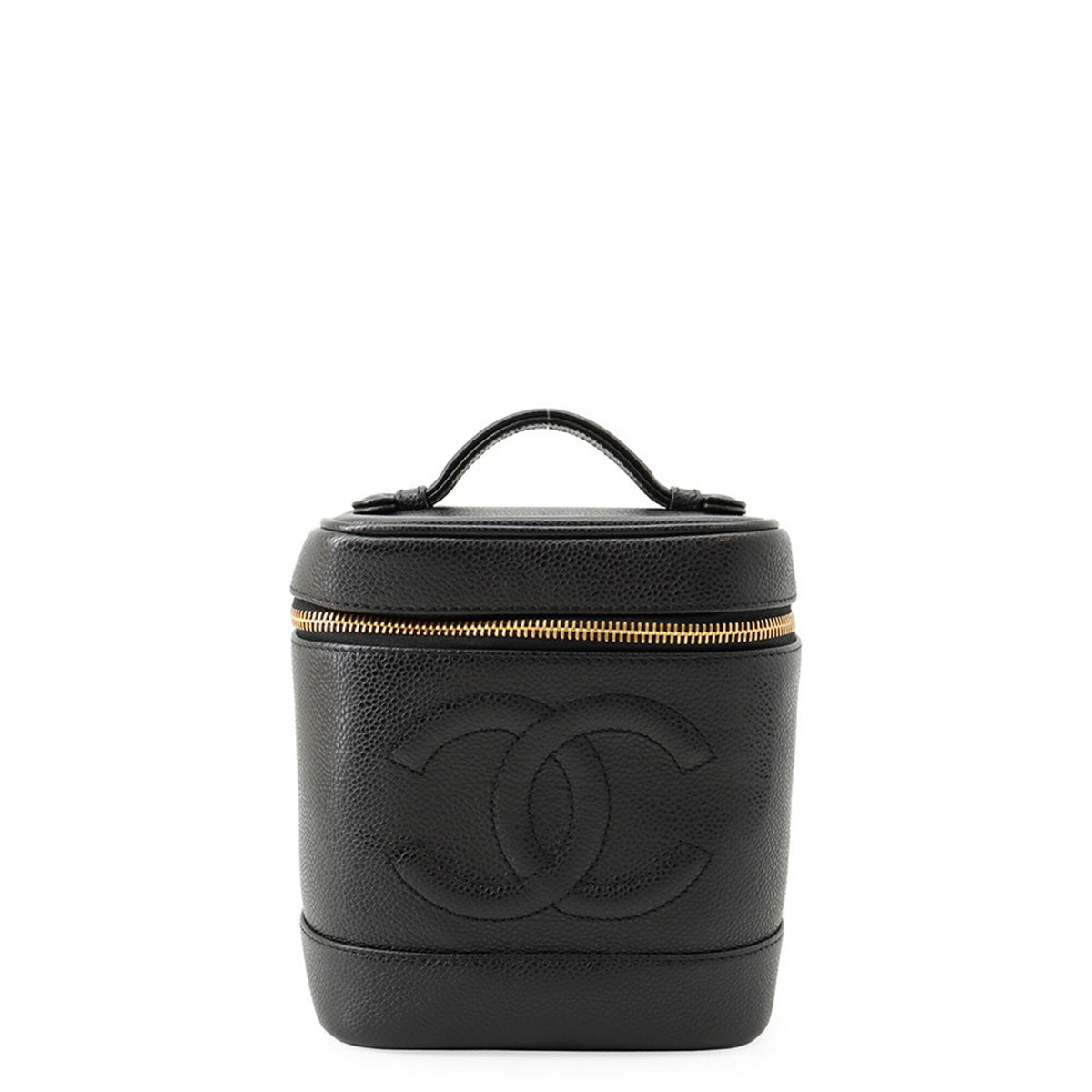 Chanel Black Grained Calfskin Handbag Pouch Vanity Bag (Pre-Owned)