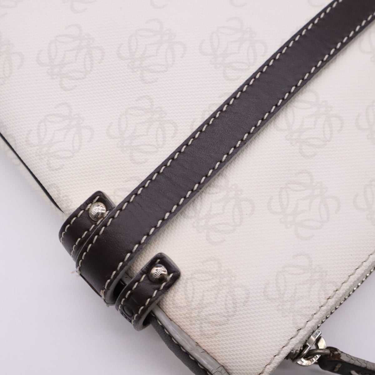 Loewe Brown Gray White Canvas Pouch Shoulder Bag (Pre-Owned)