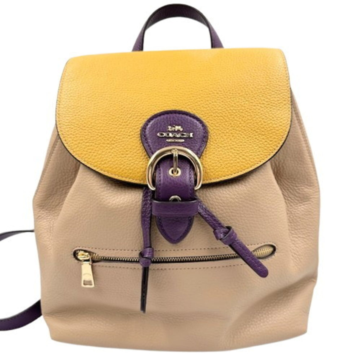 Coach Beige Yellow Leather Backpack (Pre-Owned)