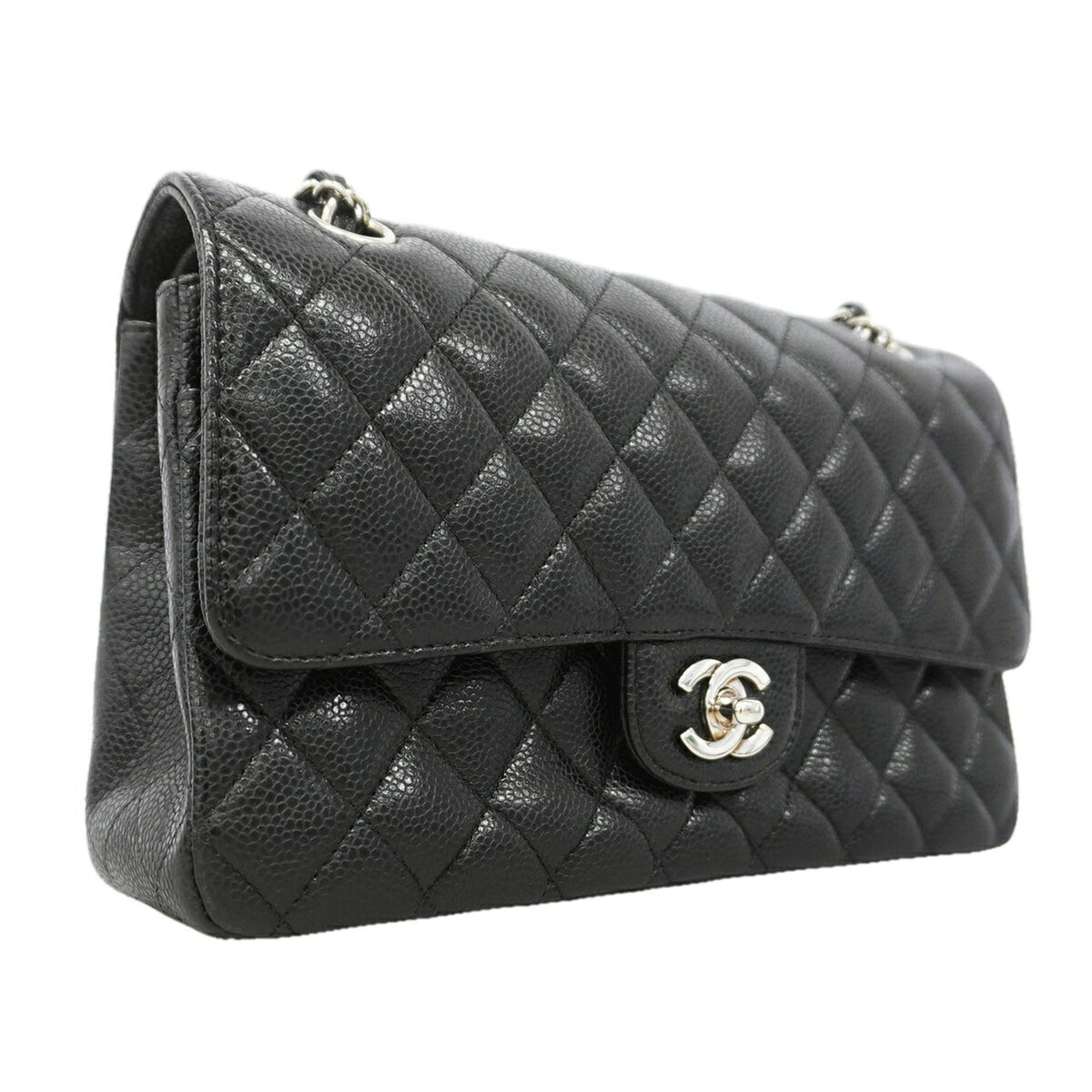 Chanel Black Grained Calfskin Shoulder Bag (Pre-Owned)