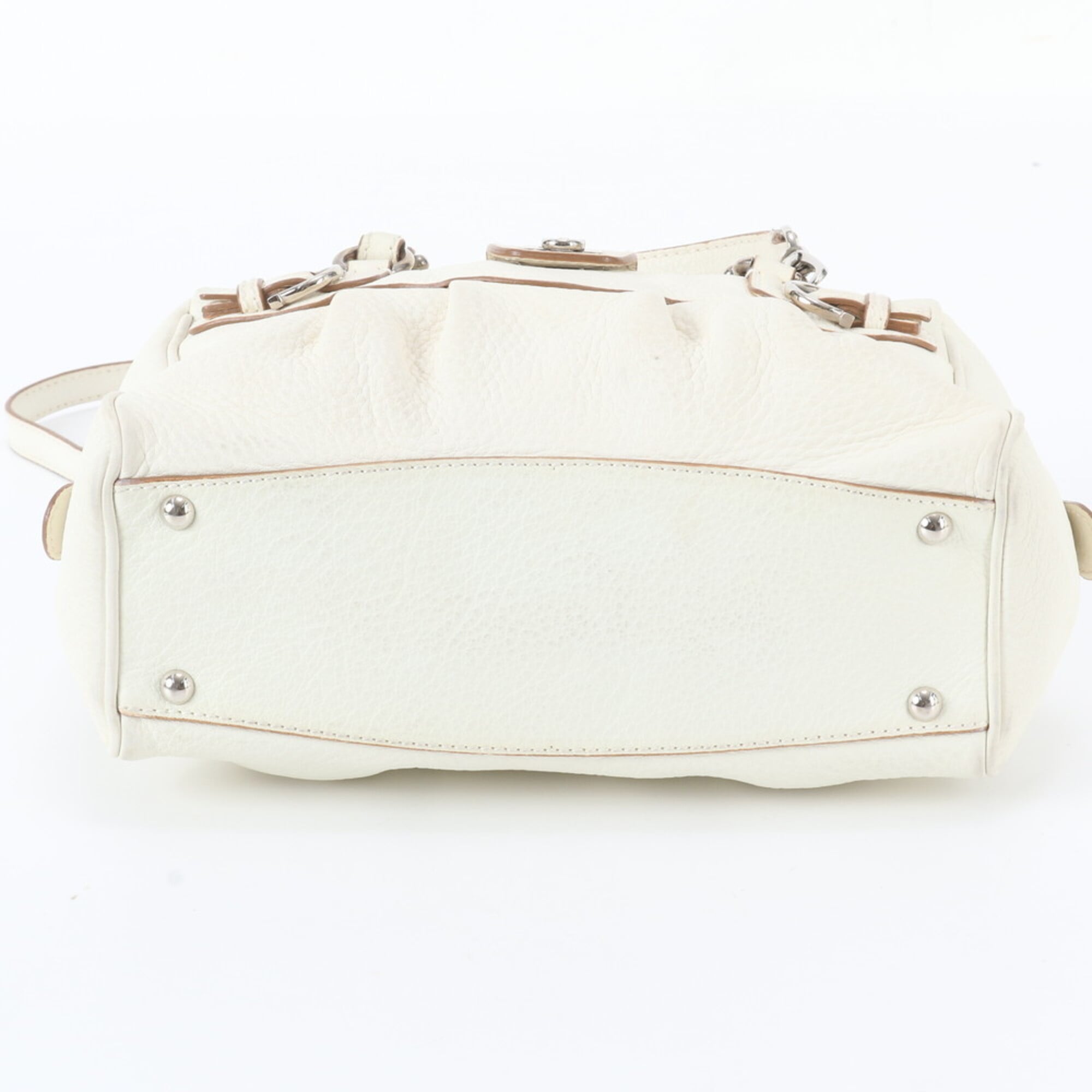 Salvatore Ferragamo White Leather Boston Bag Shoulder Bag Tote Bag (Pre-Owned)