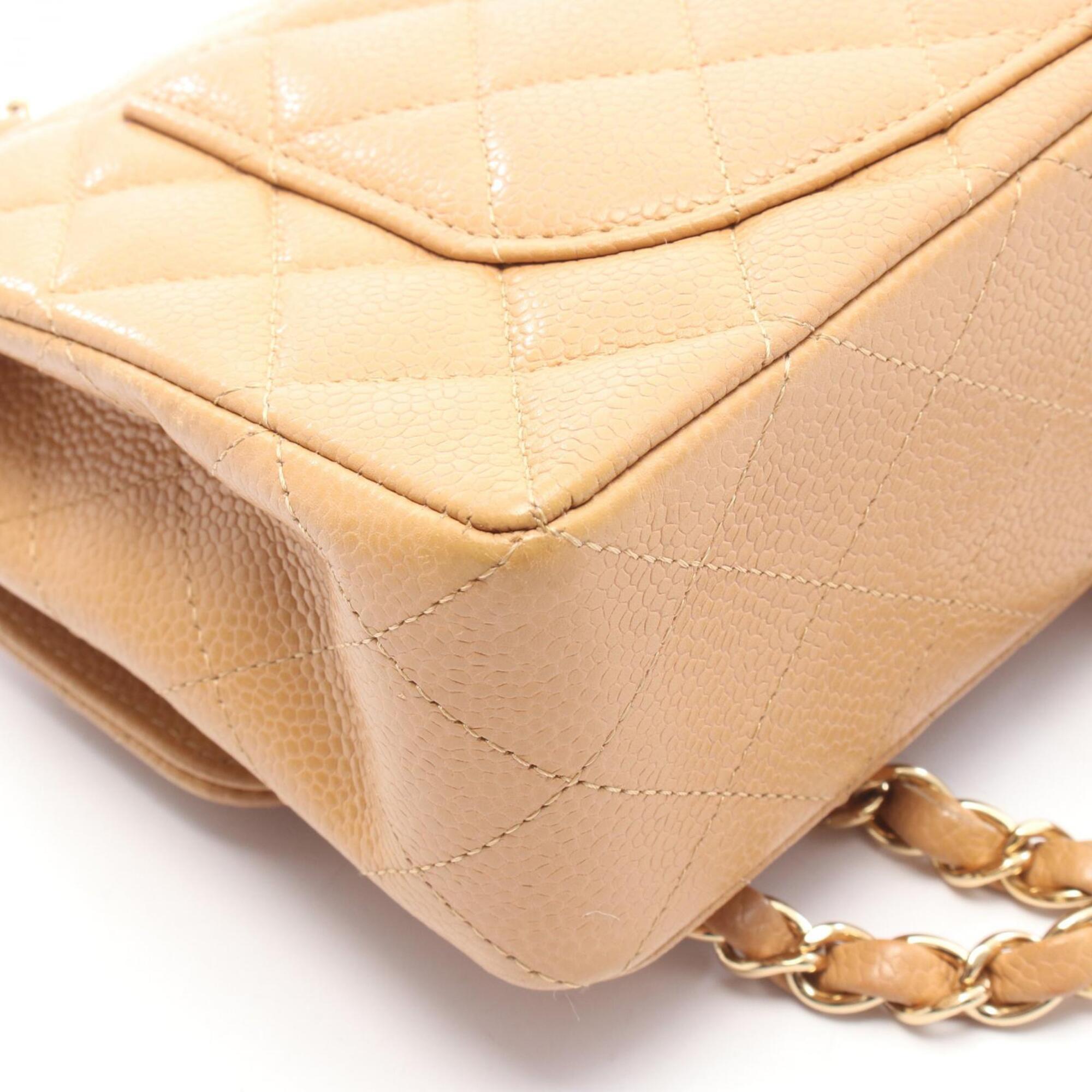 Chanel Beige Grained Calfskin Handbag Shoulder Bag (Pre-Owned)
