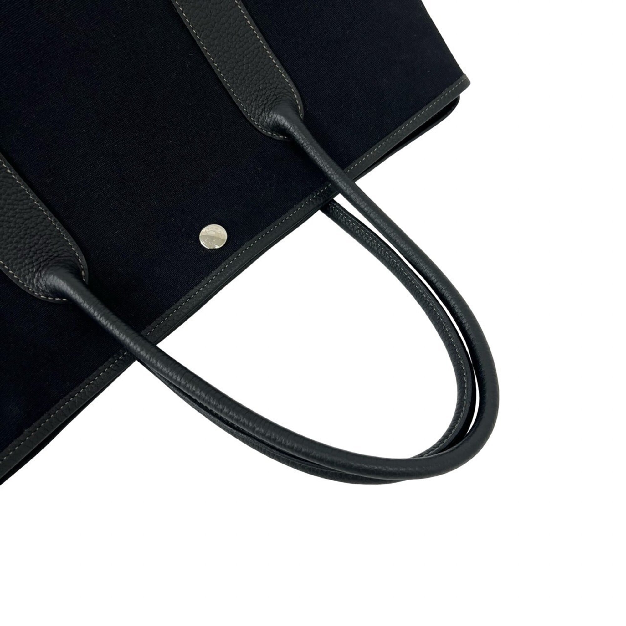 Hermes Black Toile H Buffalo Leather Shoulder Bag Tote Bag (Pre-Owned)